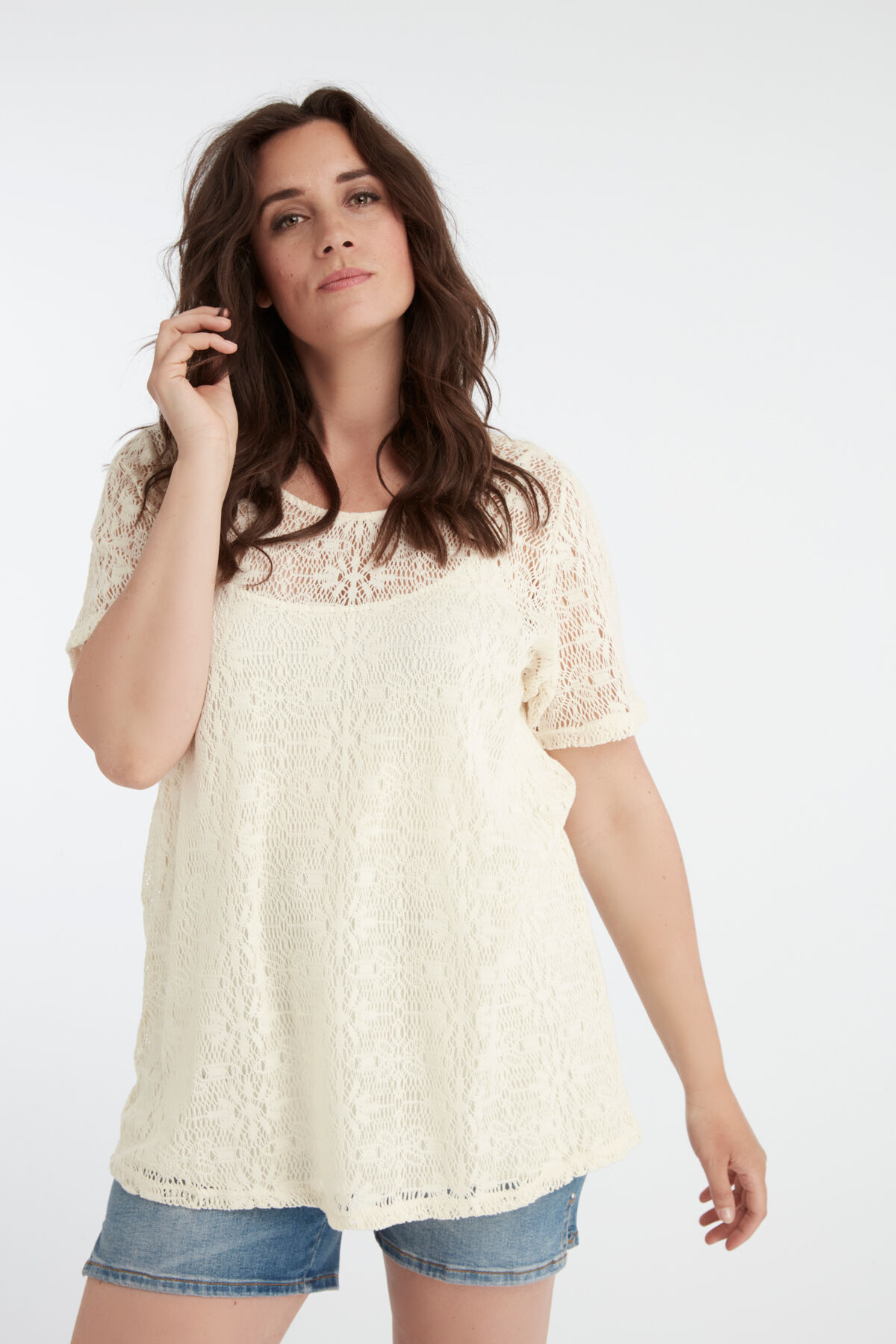 Langes Top mit Lochmuster image number 5