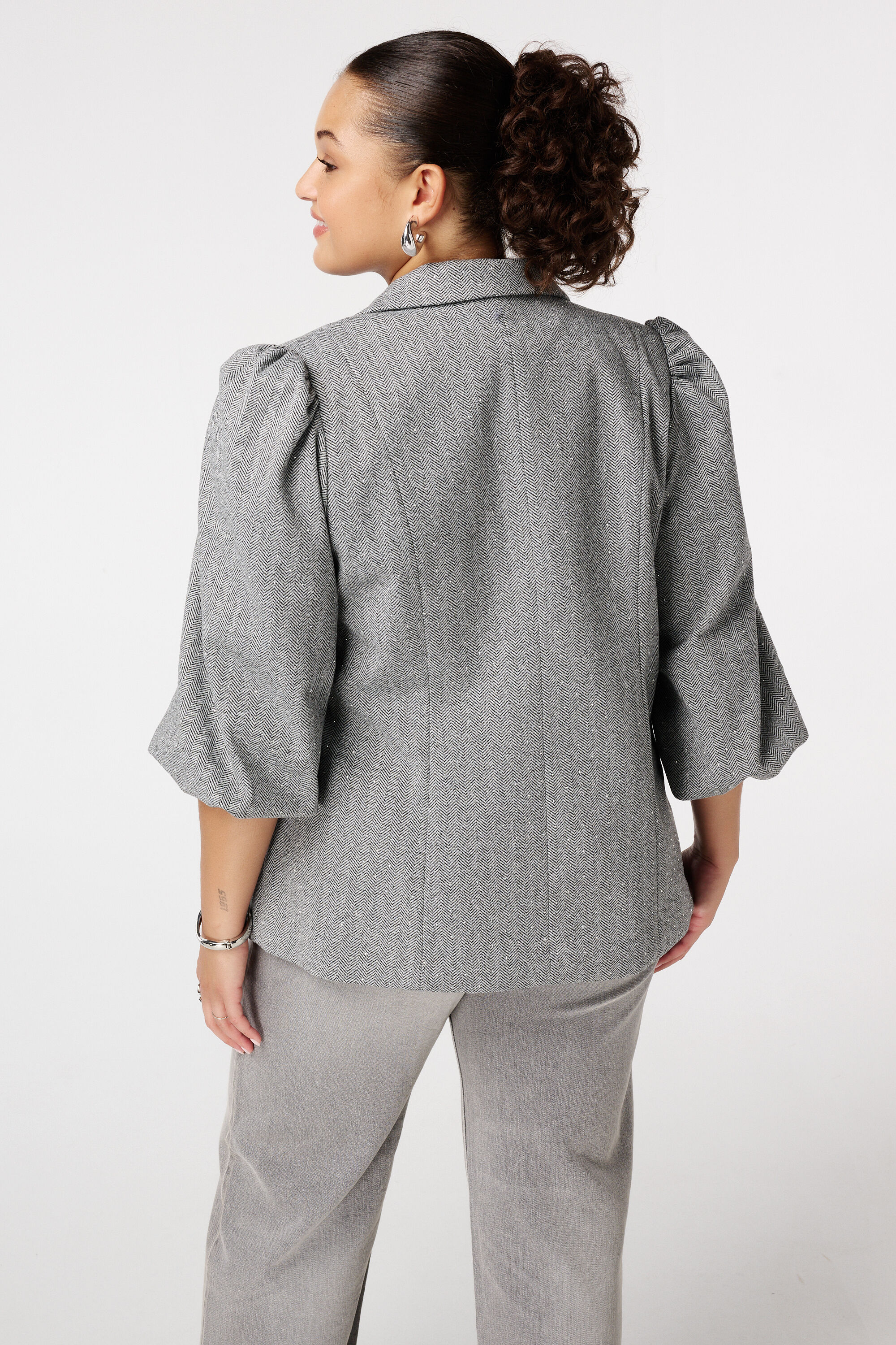 Blazer mit Lurex und kurzen Puff&auml;rmeln image number 3