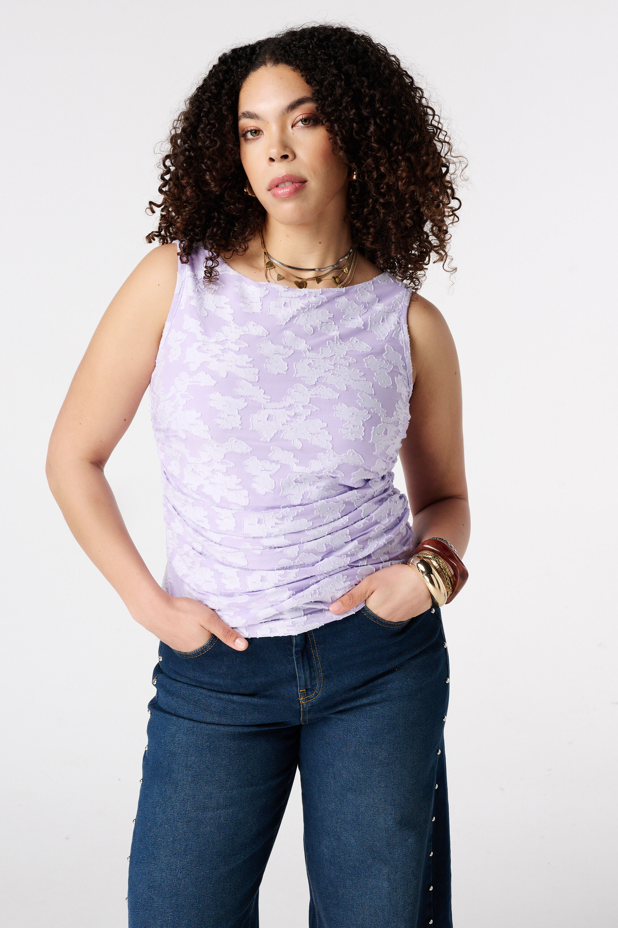 Mesh Top mit Blumenprint