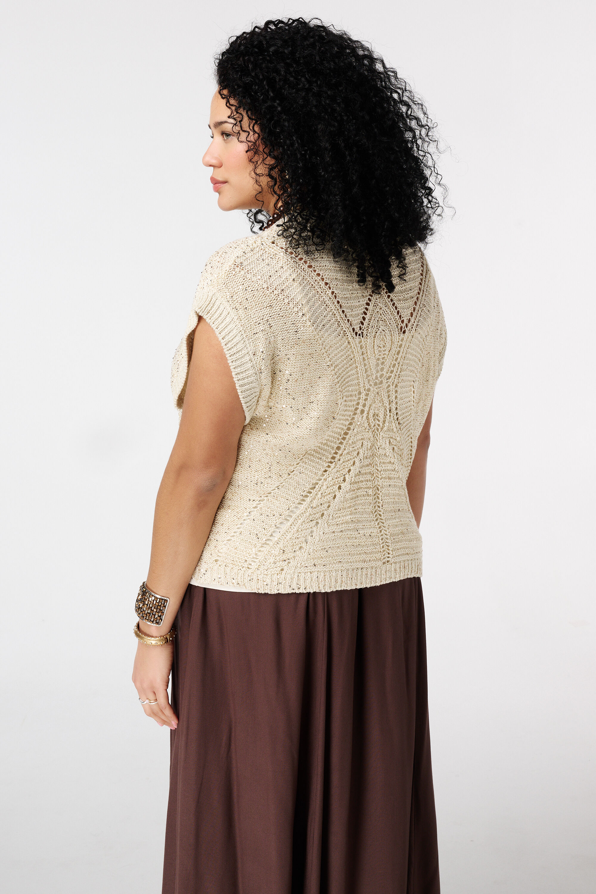 Geh&auml;keltes Top mit Perlen image number 3