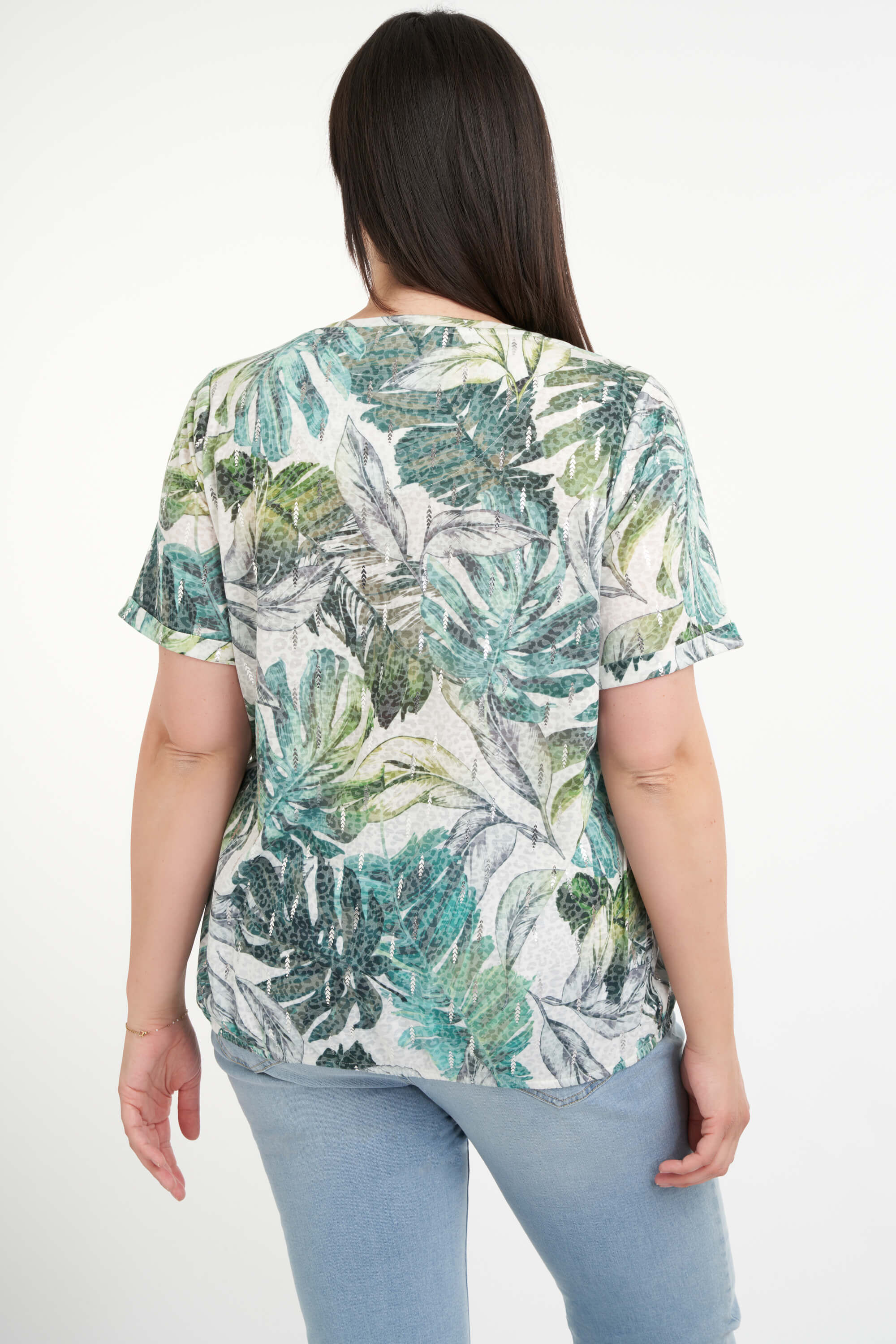 Top mit Blatt-Print  image number 4