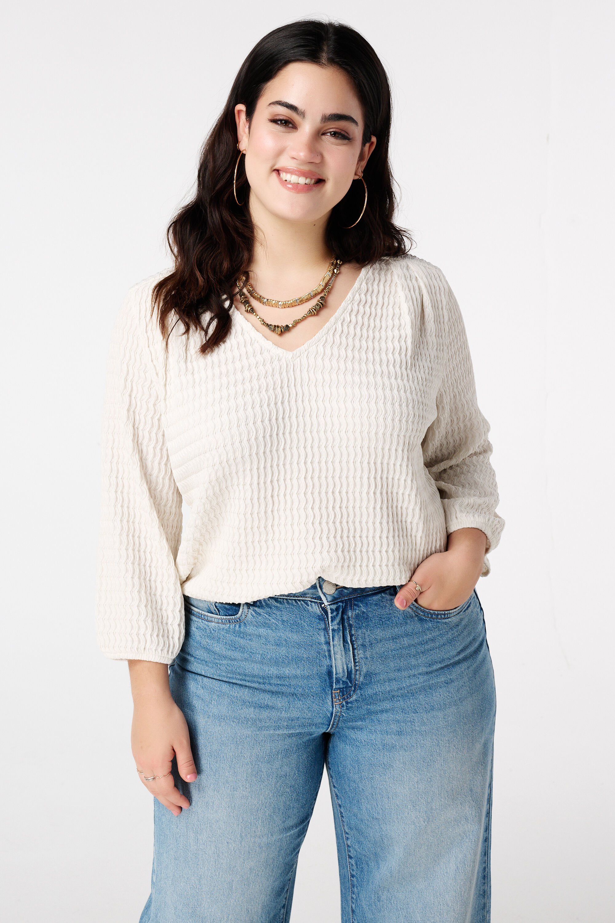 Jersey-Top mit Struktur