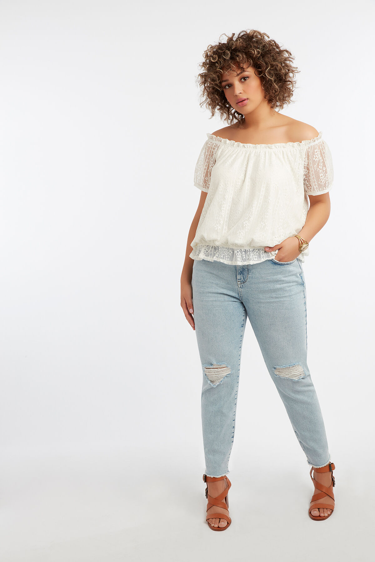 Schulterfreies Spitzen-Top image number 4