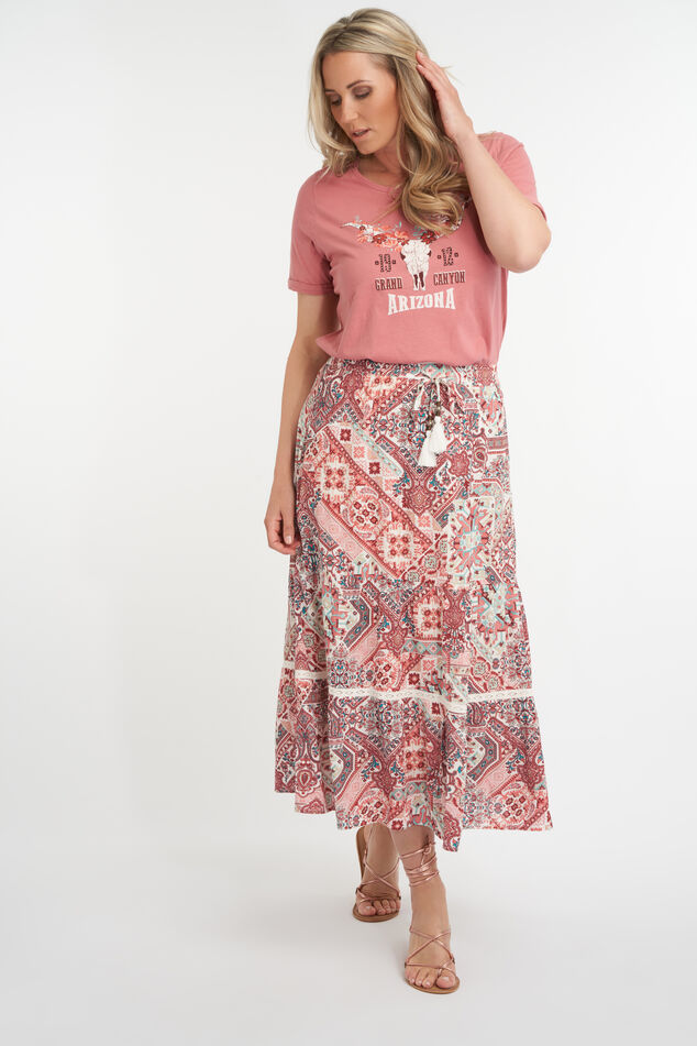 Langer Rock mit Print  image number 7