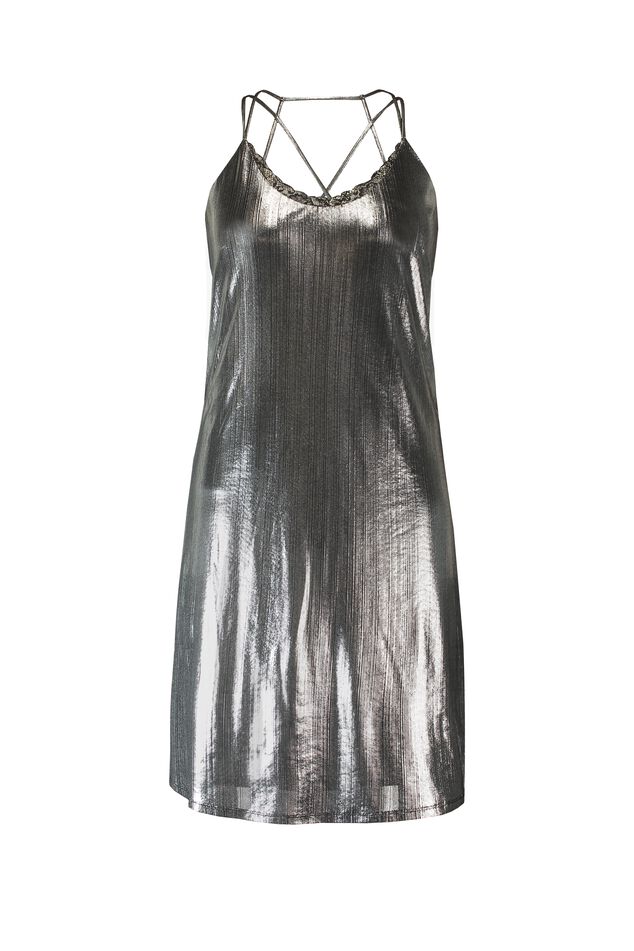 Ärmelloses Kleid in Metallic-Optik image number 2