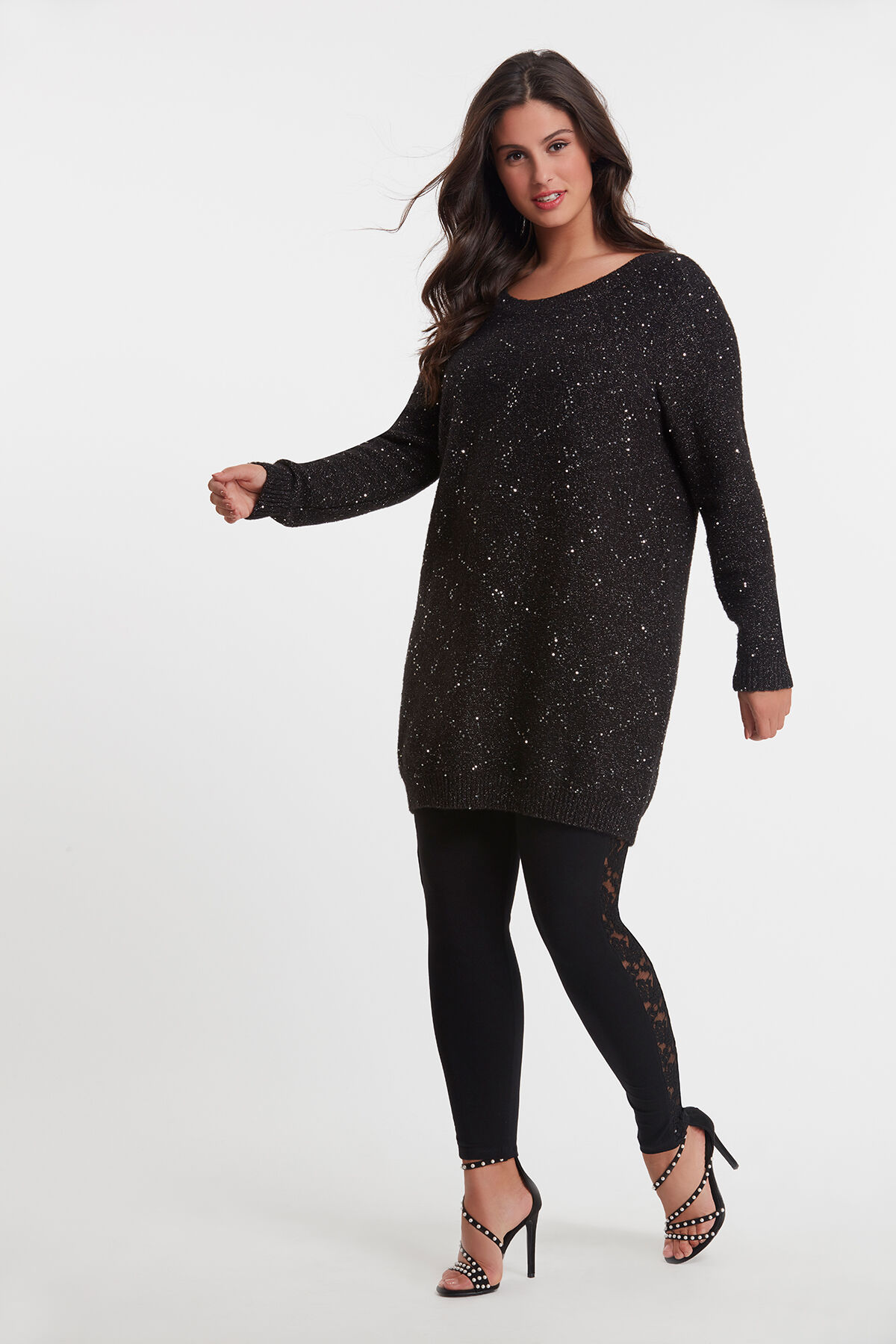 Leggings mit Spitzen-Borte image number 4