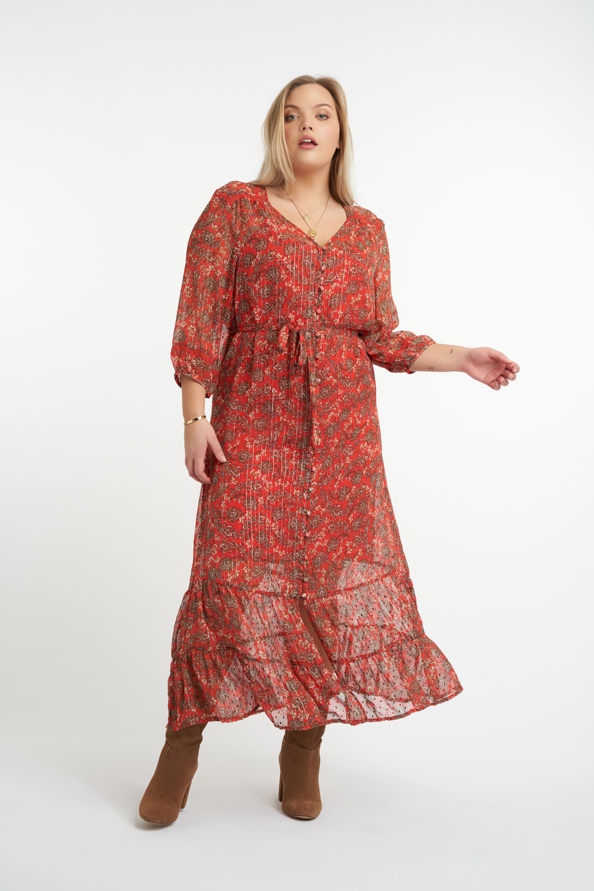 Langes Kleid mit Blumen-Print image number 5