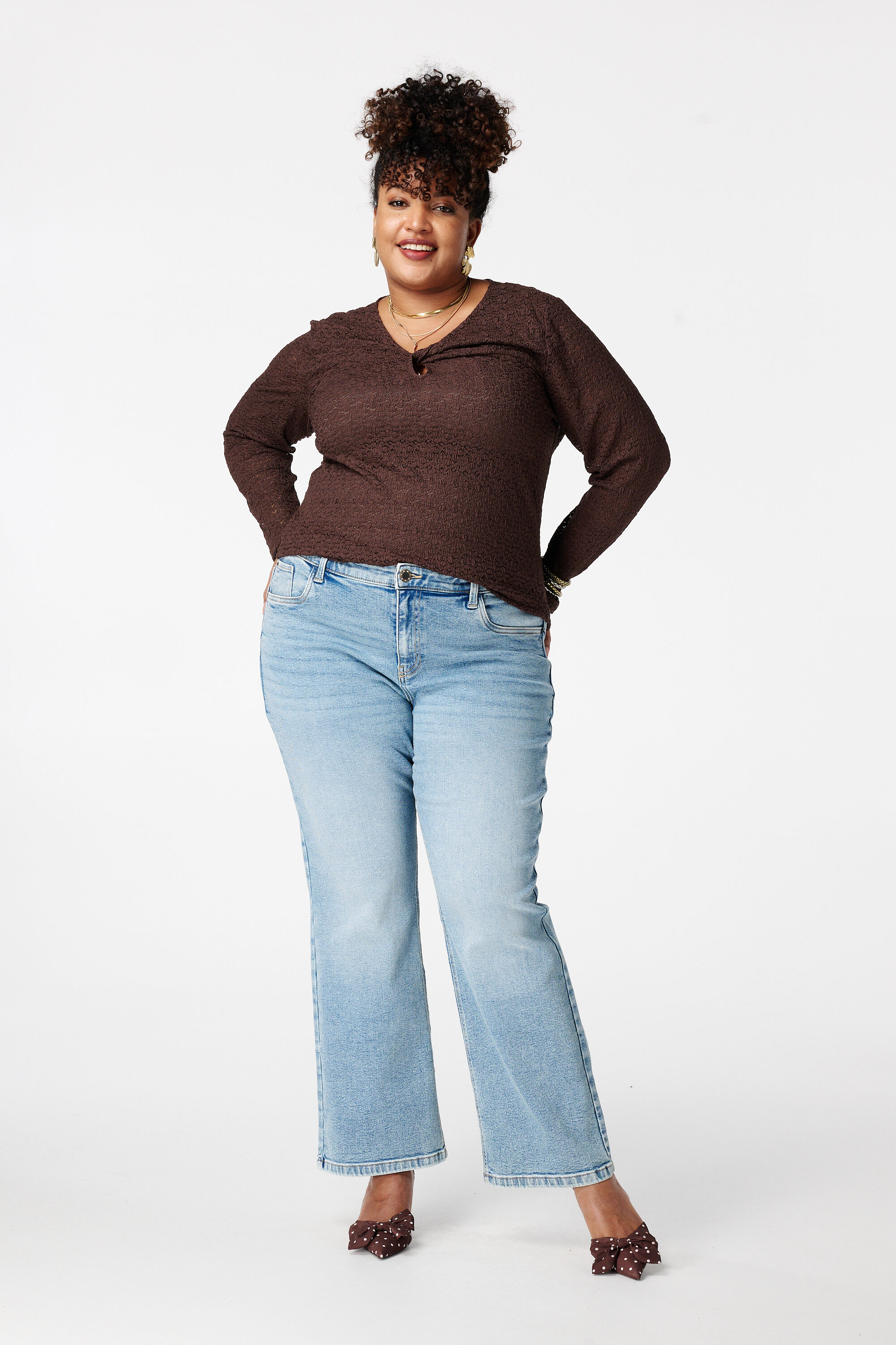 Straight Leg Jeans mit mittelhohem Bund