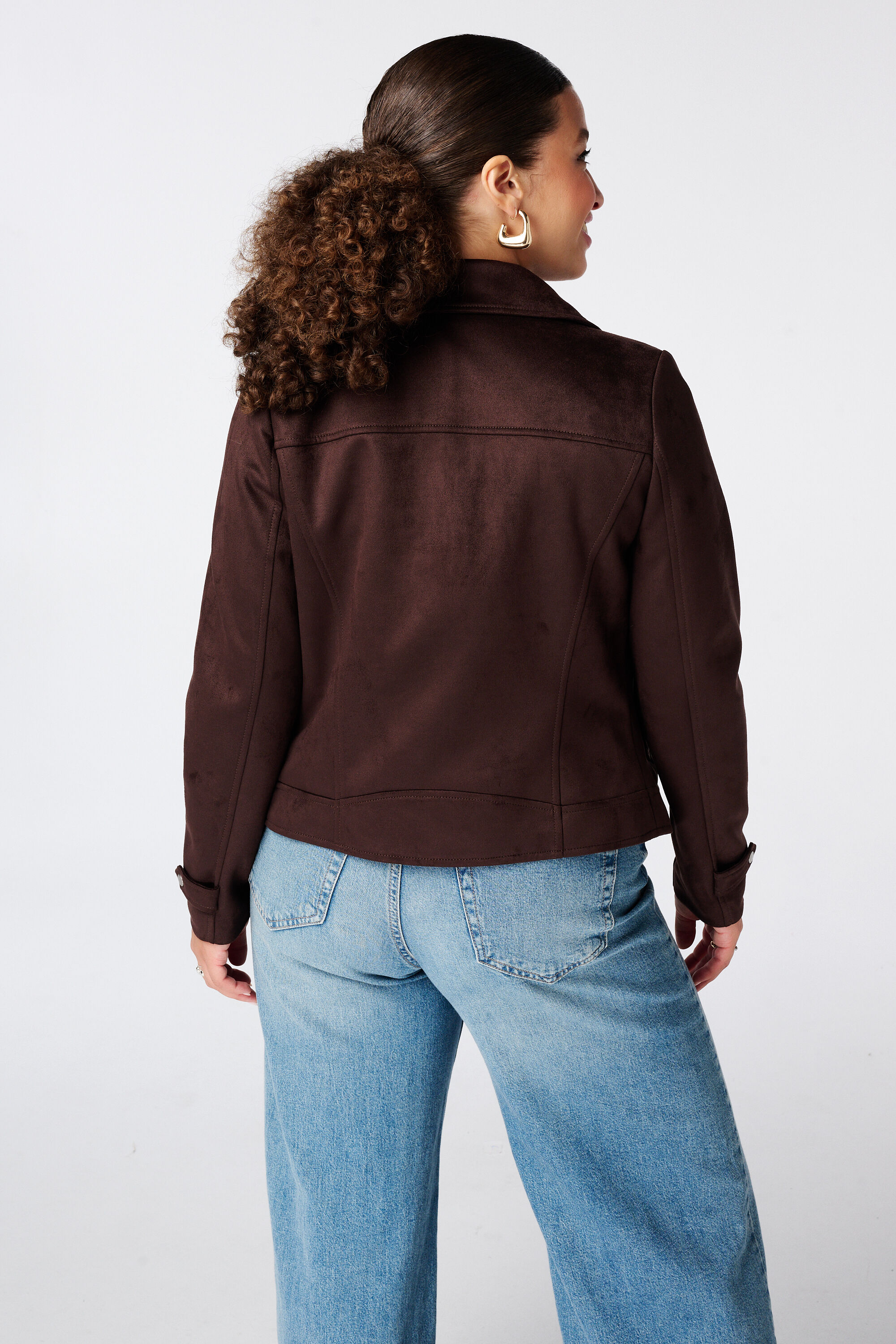 Bikerjacke aus Velourslederimitat image number 3