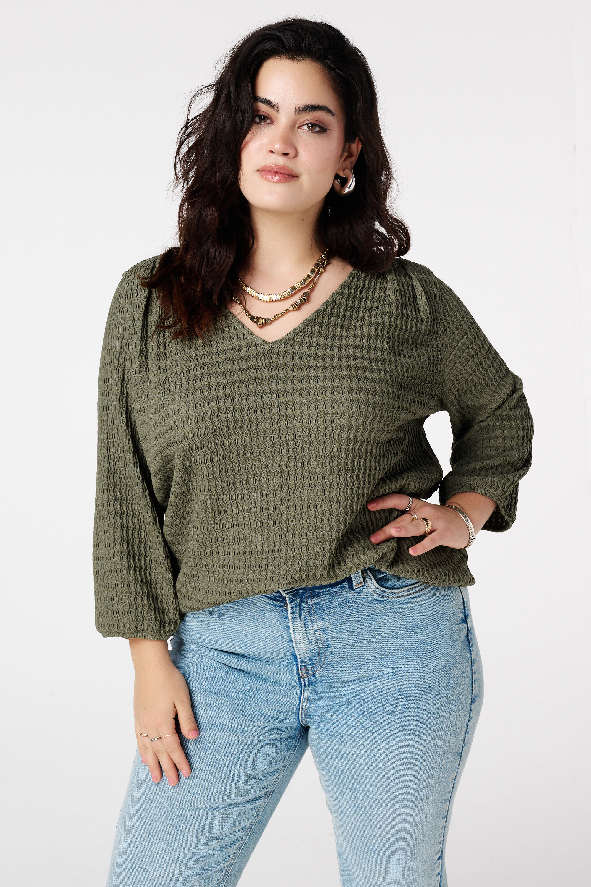 Jersey-Top mit Struktur