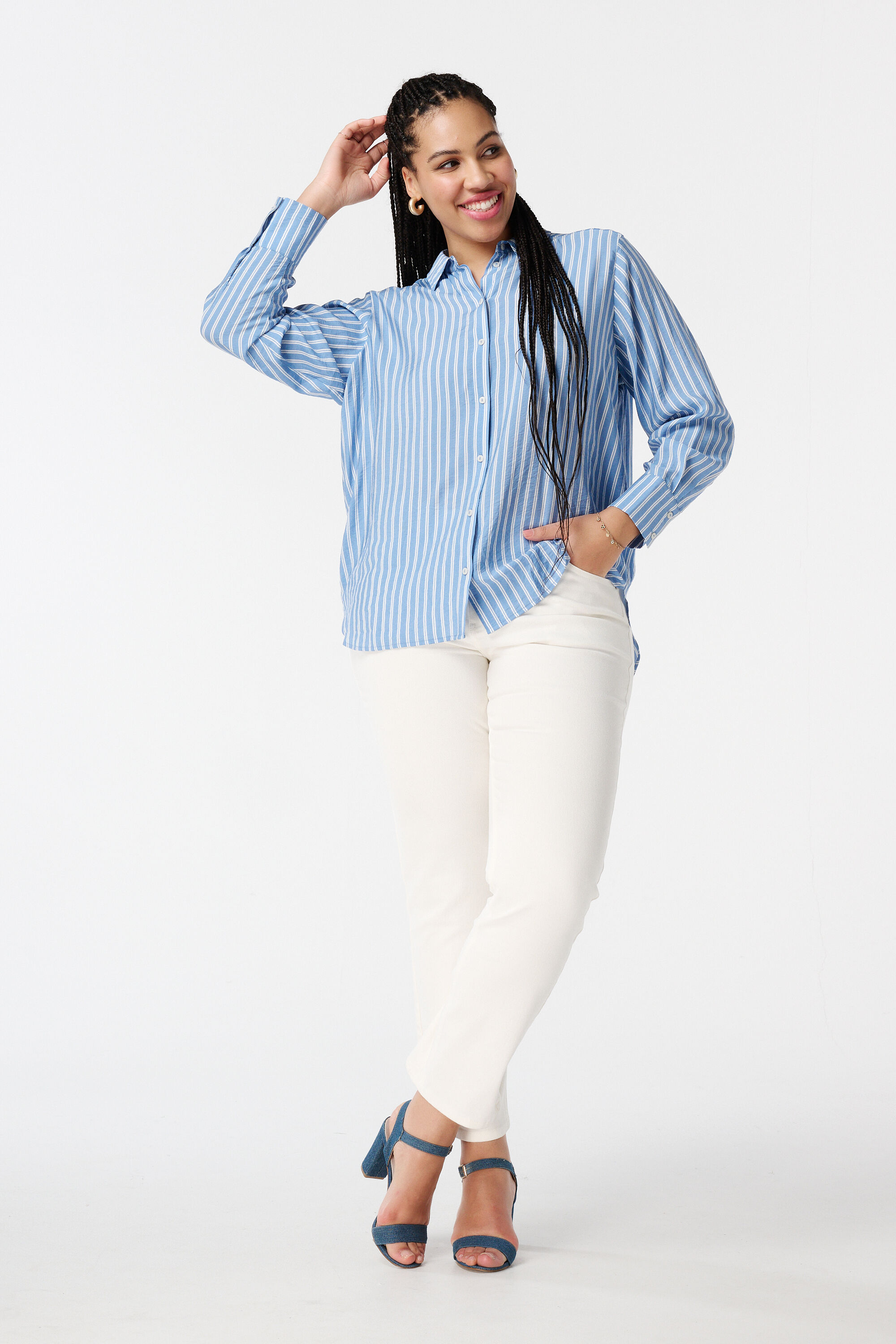 Gestreifte Hemdbluse image number 5