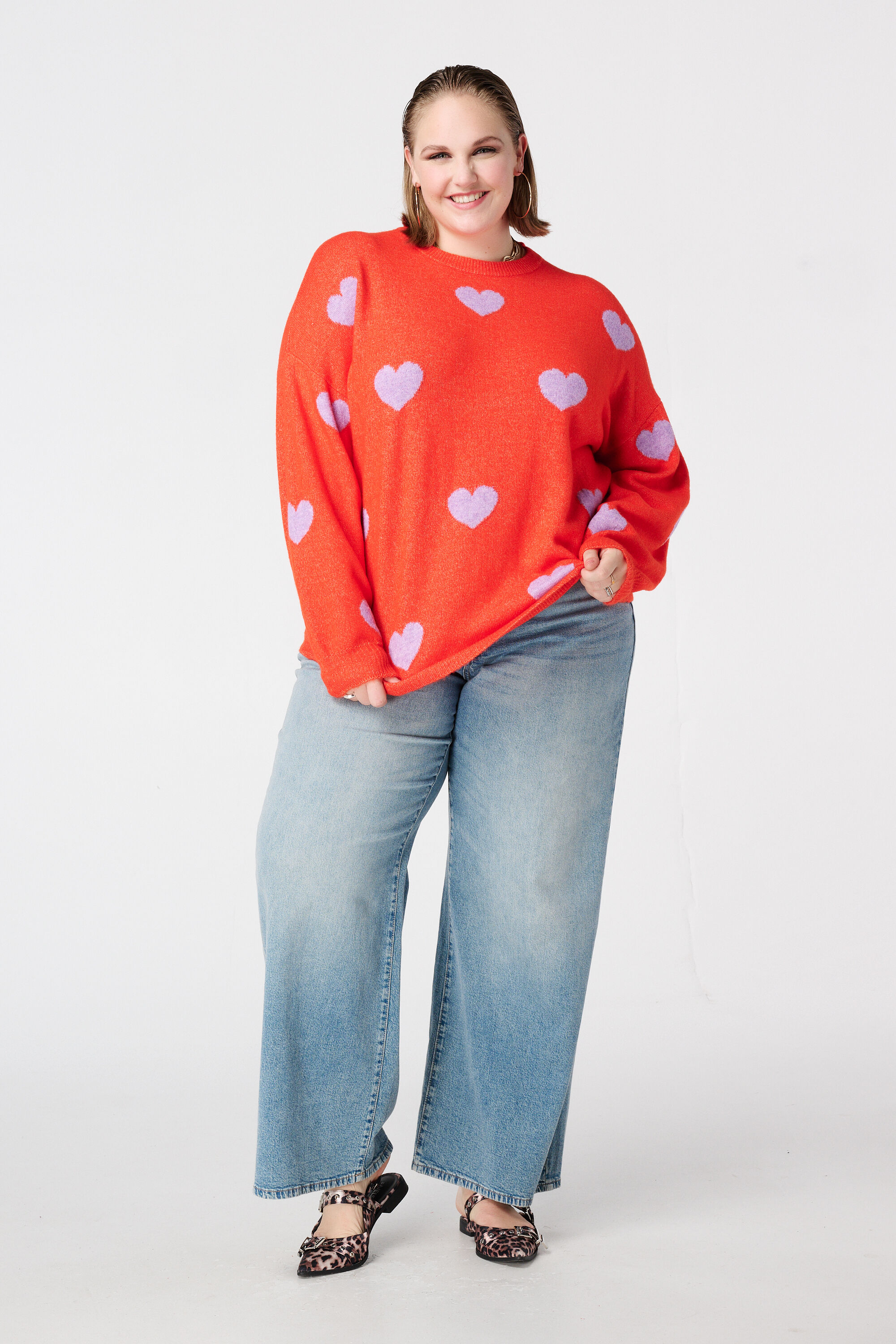 Gestrickter Pullover mit Herzmuster image number 5