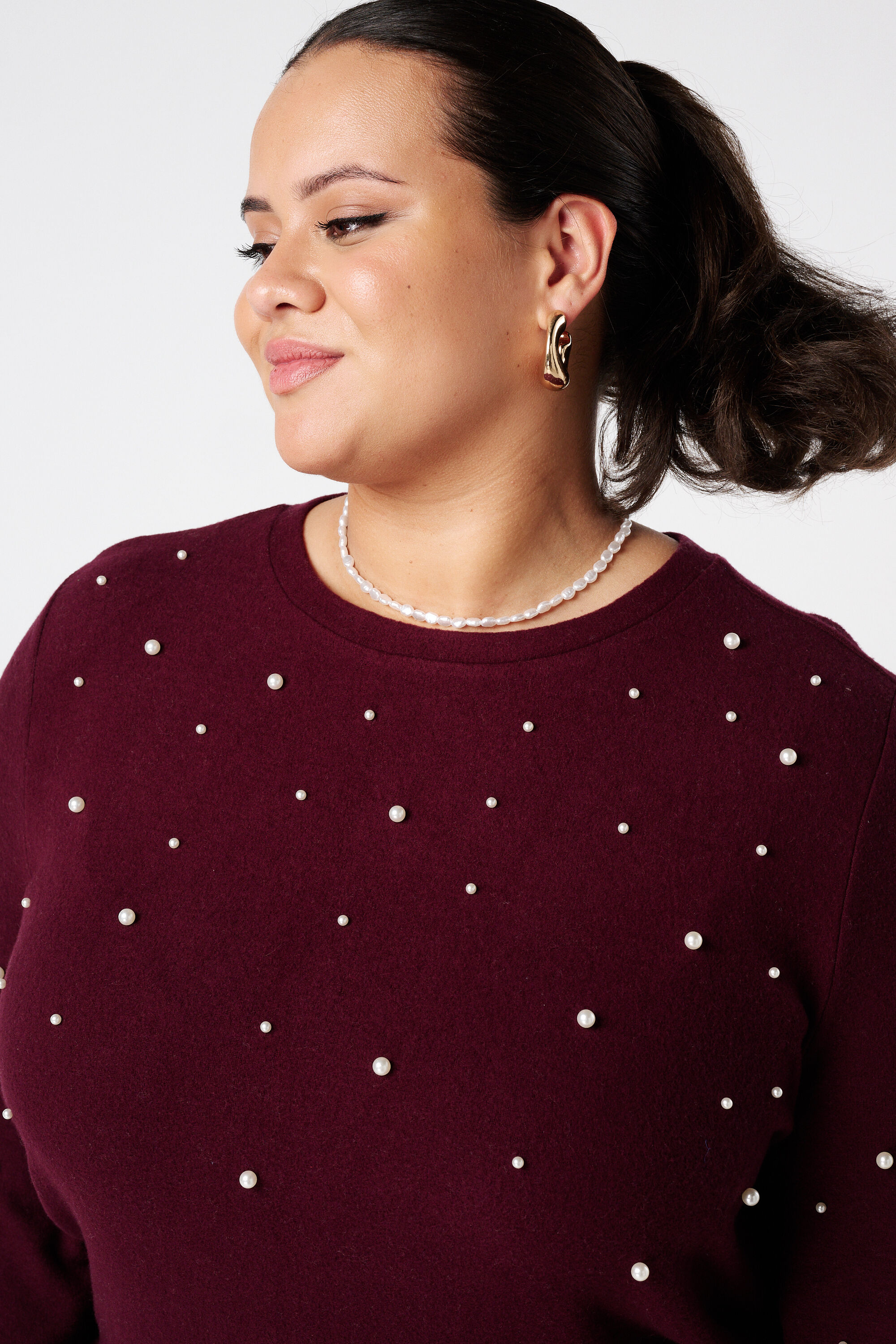 Brushed Sweater mit Perlenaufdruck image number 4