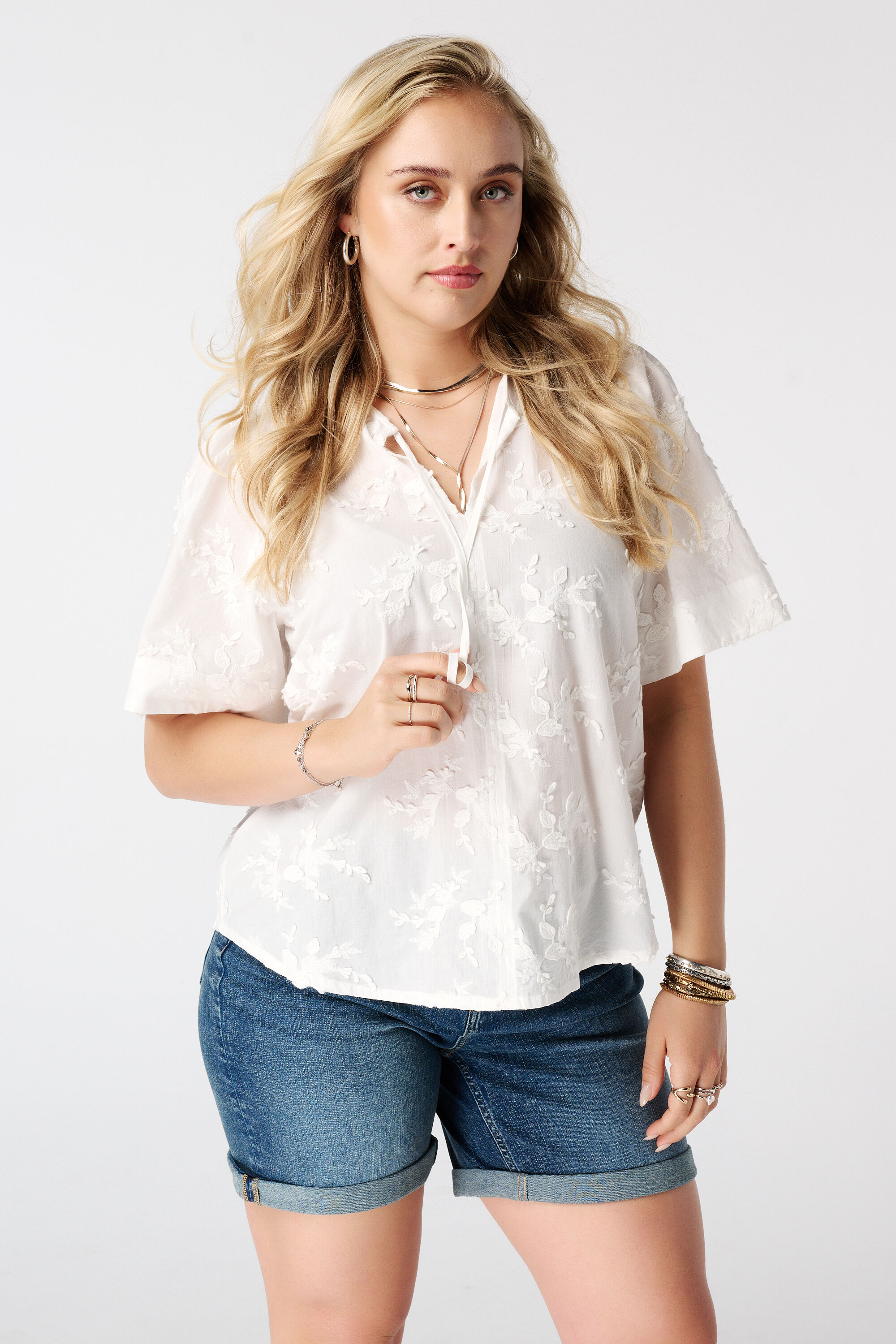 Baumwollbluse mit Stickerei