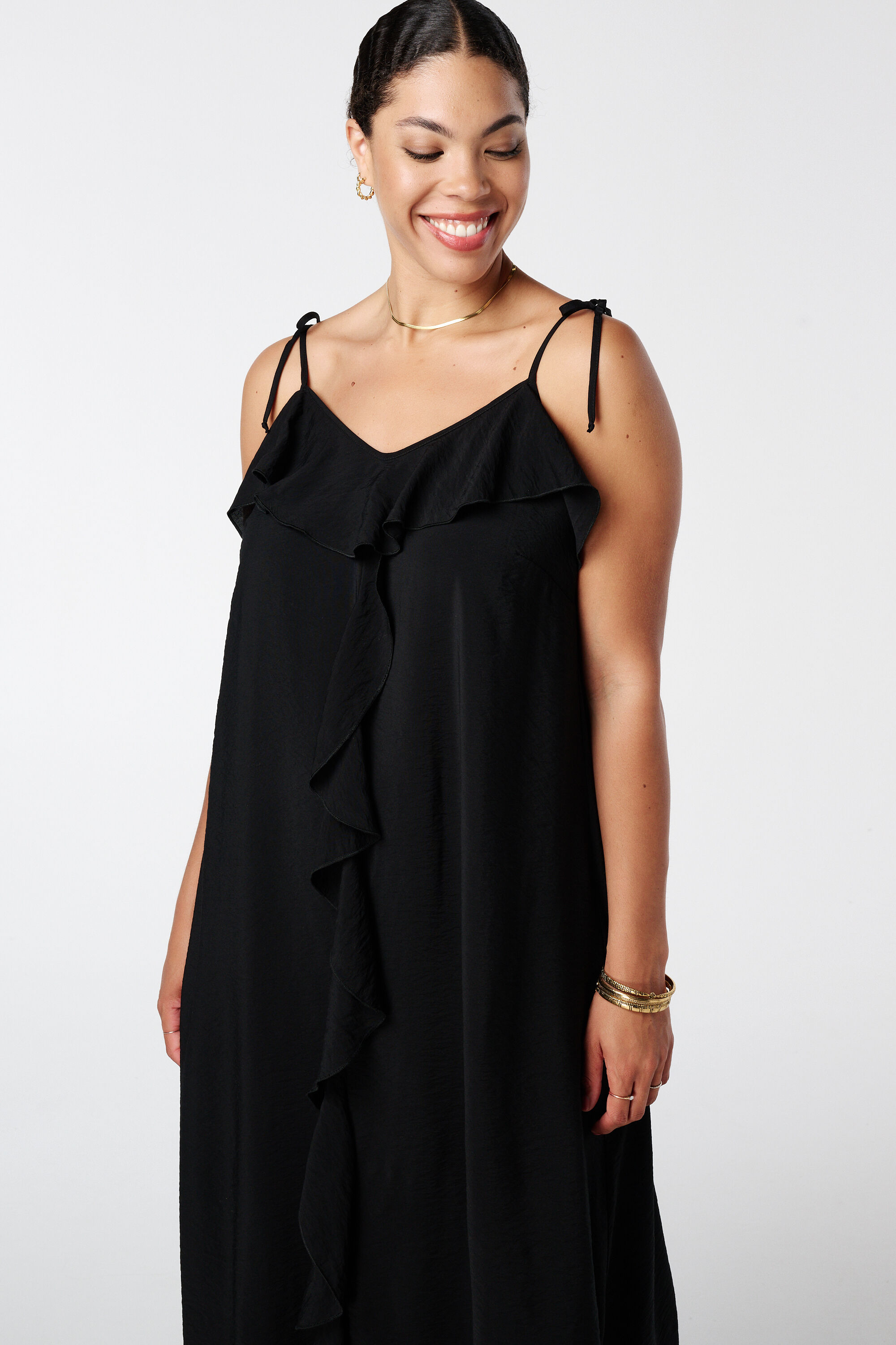 Maxikleid mit R&uuml;schen und B&auml;ndern image number 5