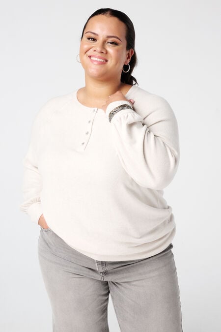 Velours-Pullover mit Strassknöpfen Velours-Pullover mit Strassknöpfen