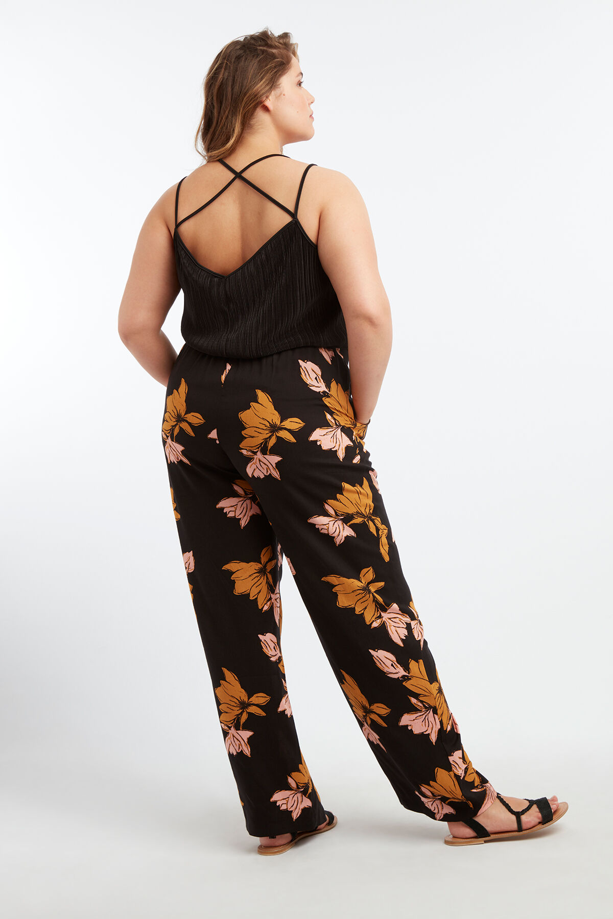 Hose mit weitem Bein und Blumenmotiv image number 4