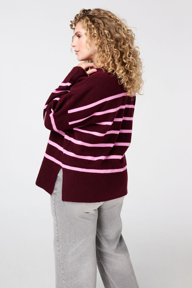 Strickpullover mit Streifen und Schlitz image number 3