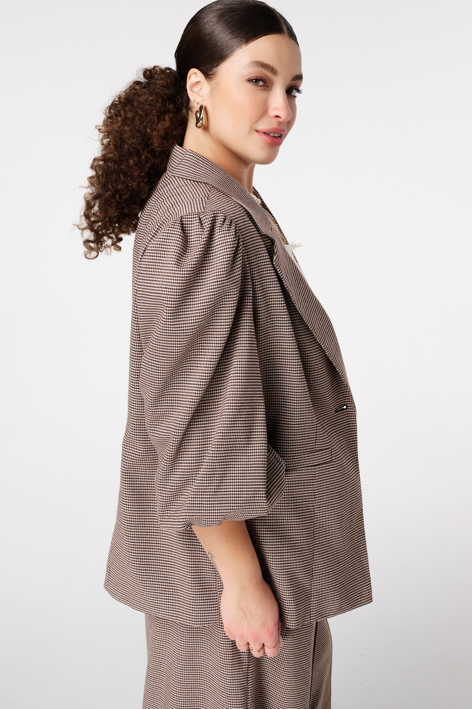 Karierte Bluse mit Puff&auml;rmeln image number 2