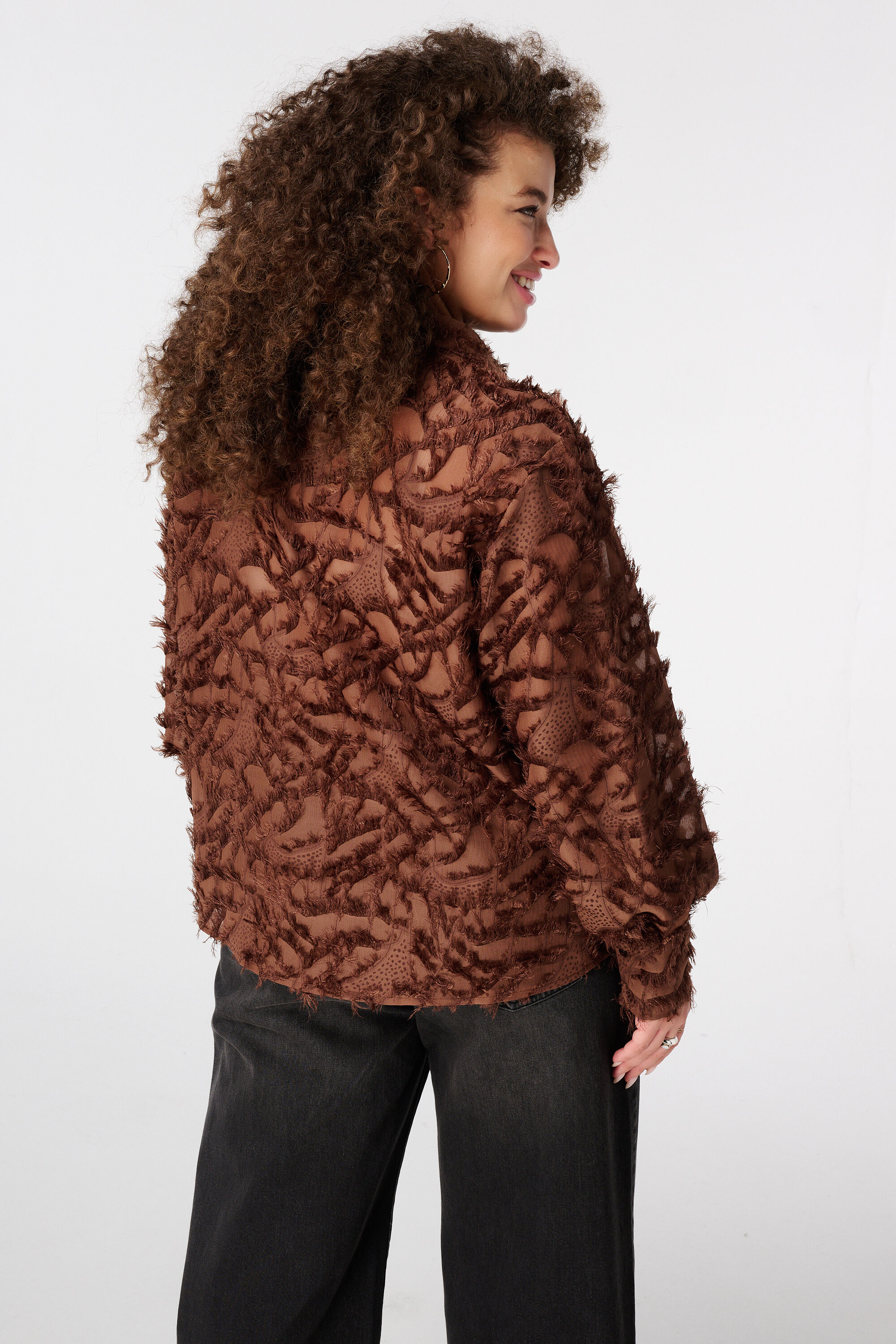 Flauschige Bluse mit Print image number 3