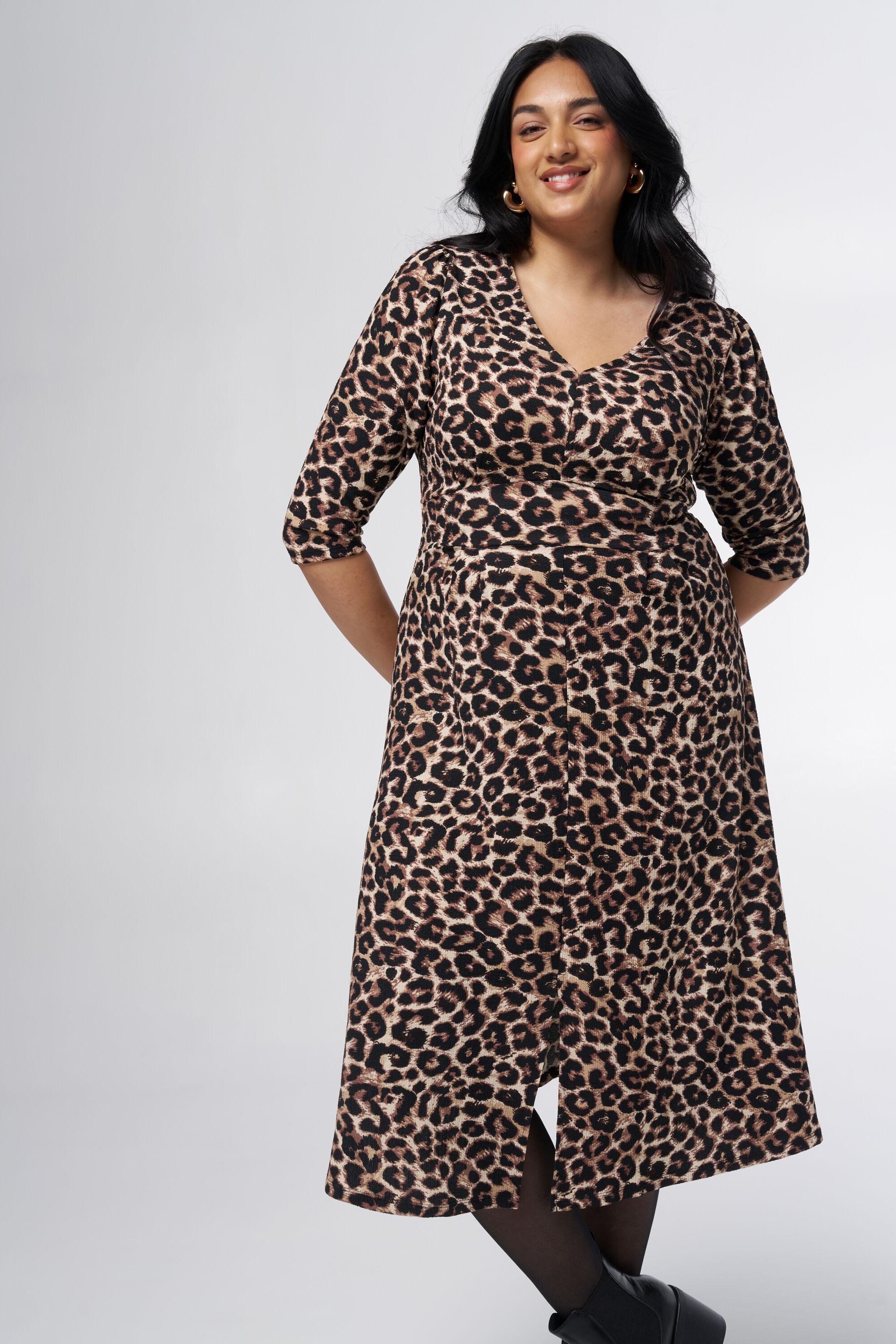 Midikleid mit Struktur und Print image number 5