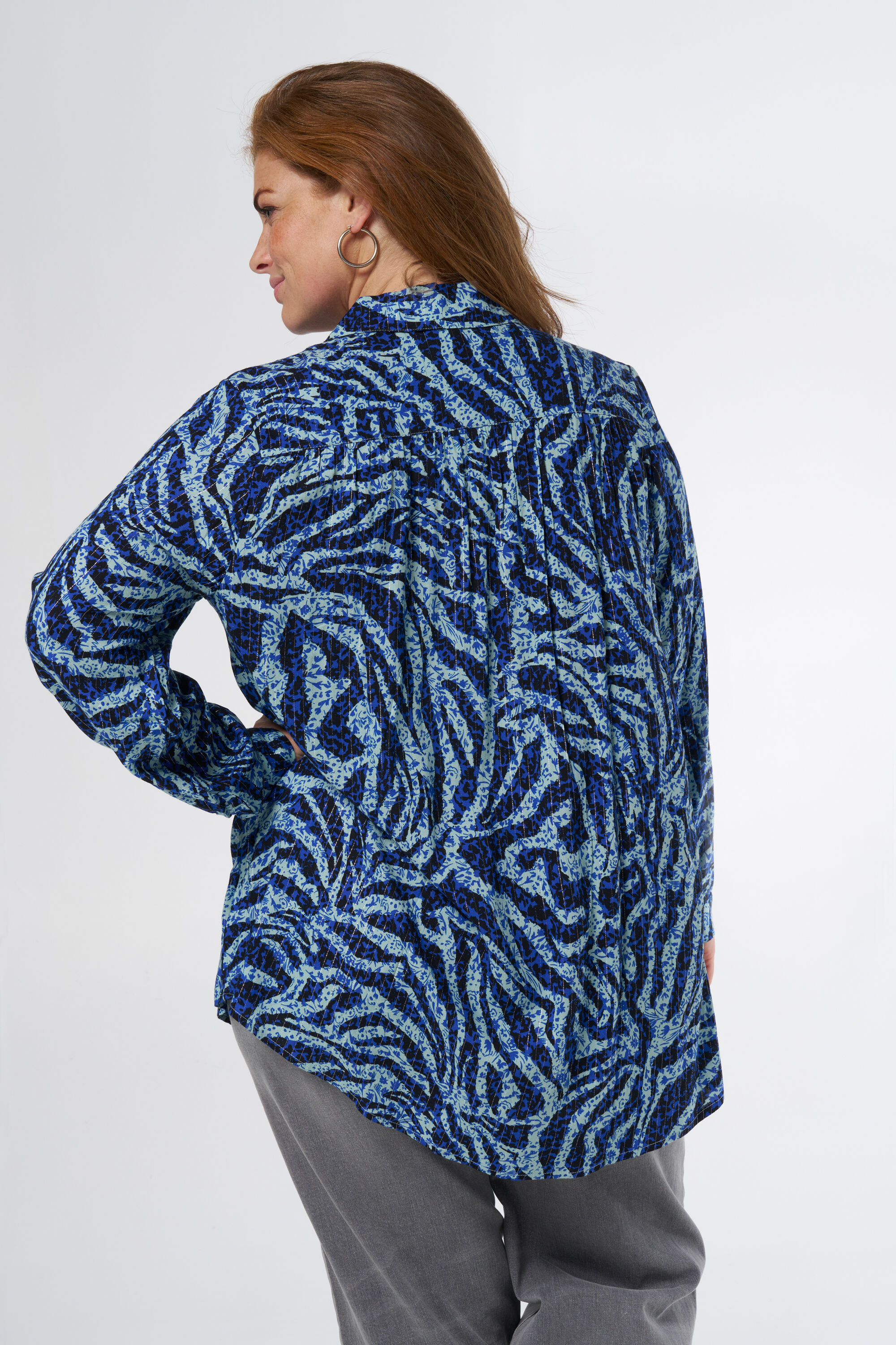 Bluse mit Druck und Lurex image number 3