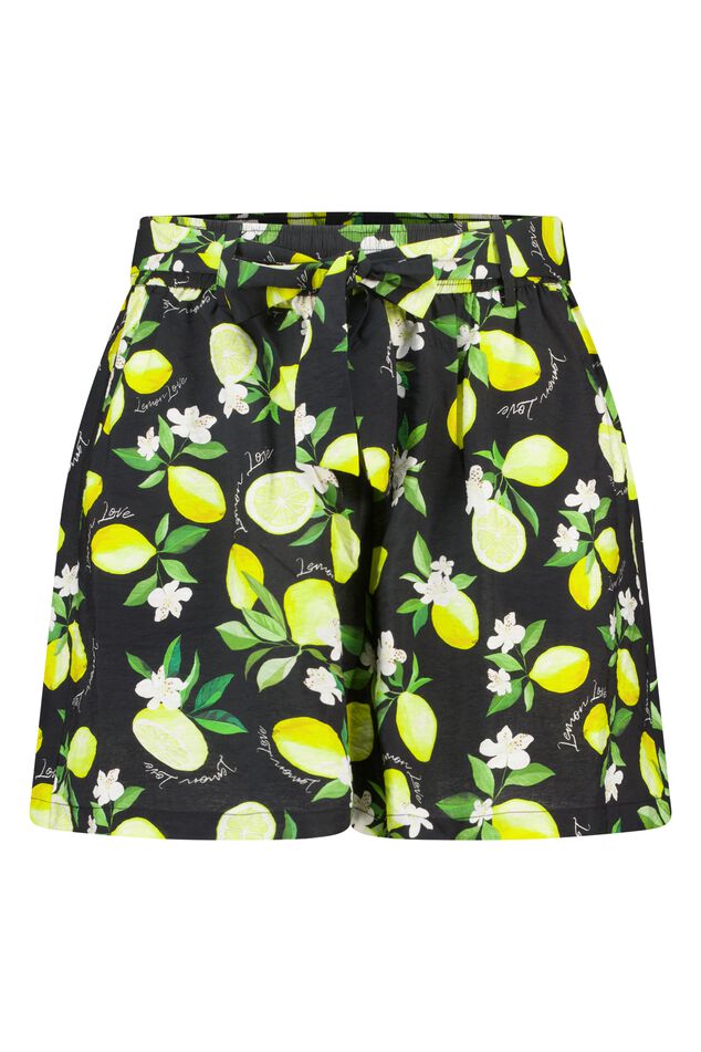 Shorts mit Zitronenprint und Gürtel image number 1
