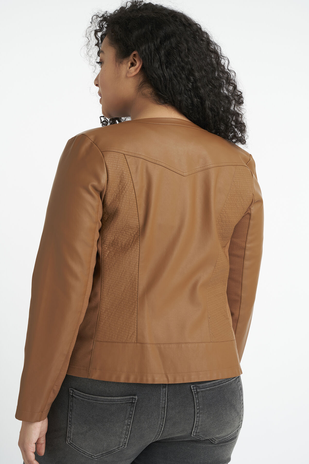 Biker-Jacke aus Kunstleder mit rundem Kragen image number 3