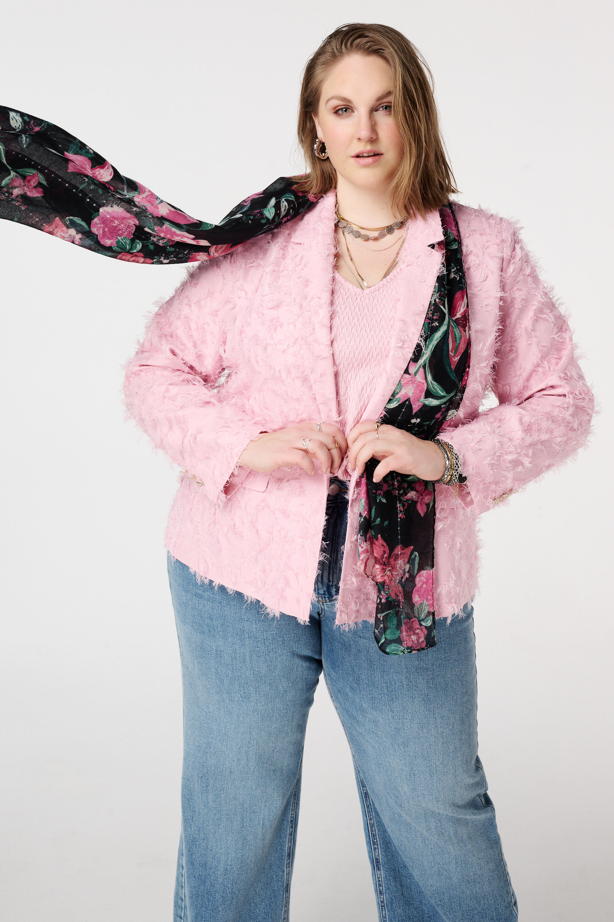 Schal mit Print und Strasssteinen