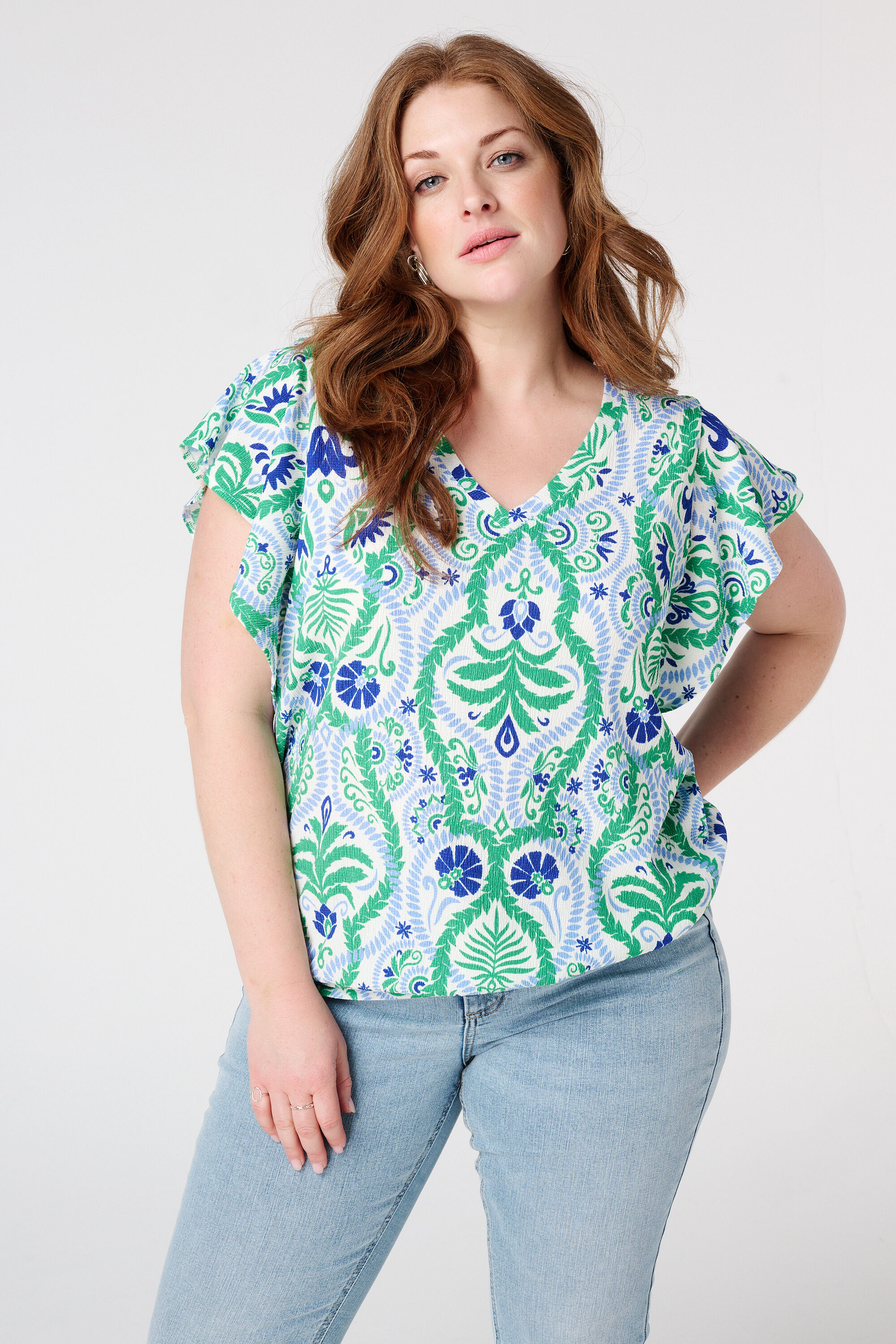 Strukturiertes Oberteil mit Fl&uuml;gel&auml;rmeln  image number 3