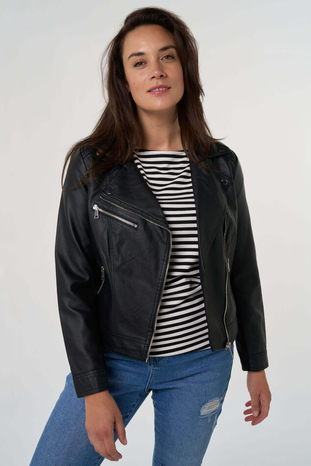 Jacke im Lederlook mit silbernen Akzenten image number 0