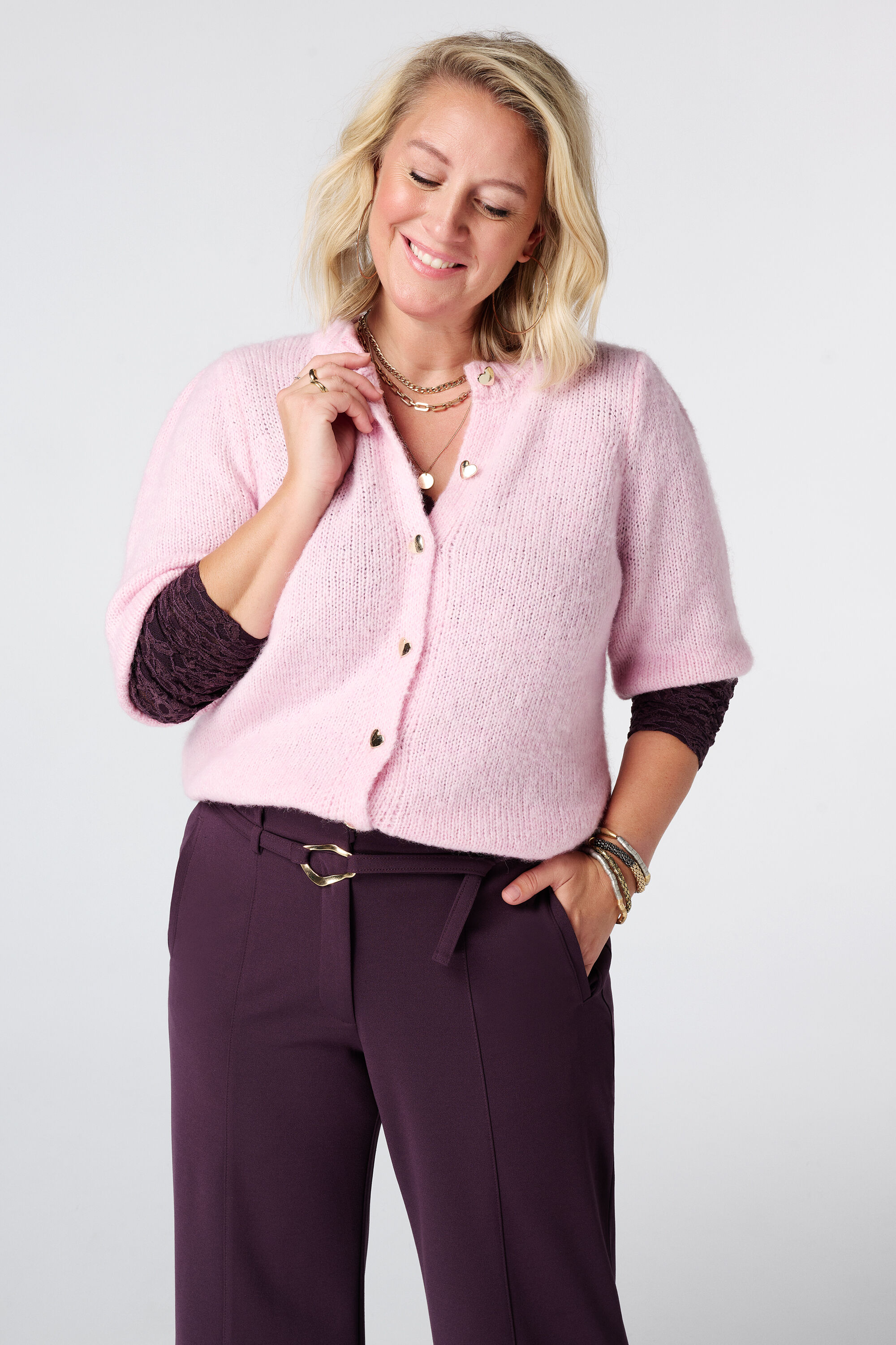 Strickjacke mit kurzen &Auml;rmeln