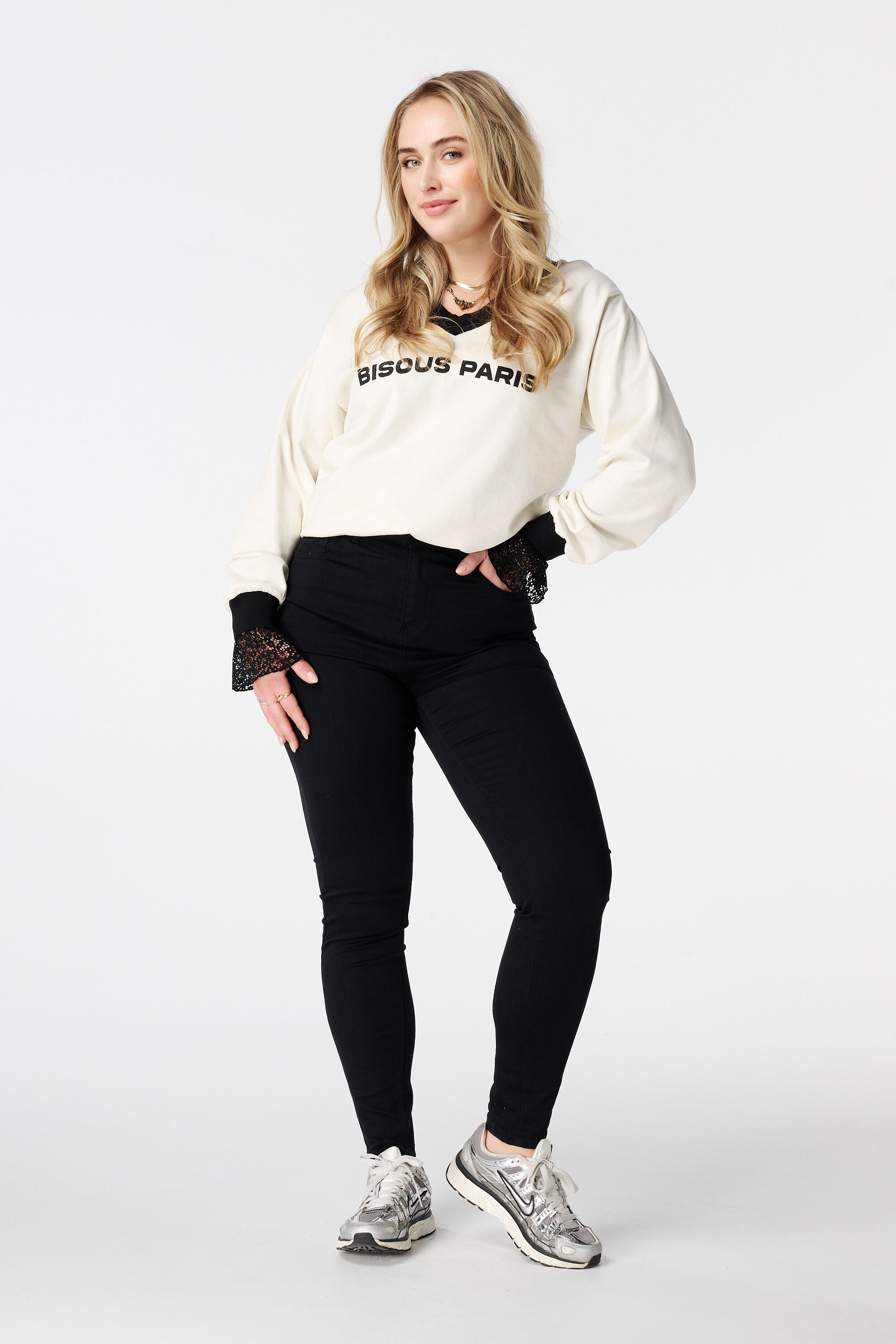 Skinny-Jeans mit hoher Taille CHERRY