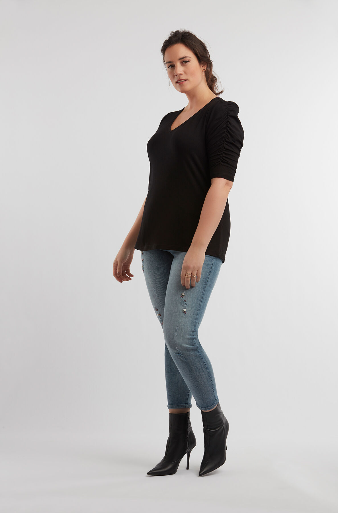 T-Shirt mit &Auml;rmeln im Knitterlook image number 3