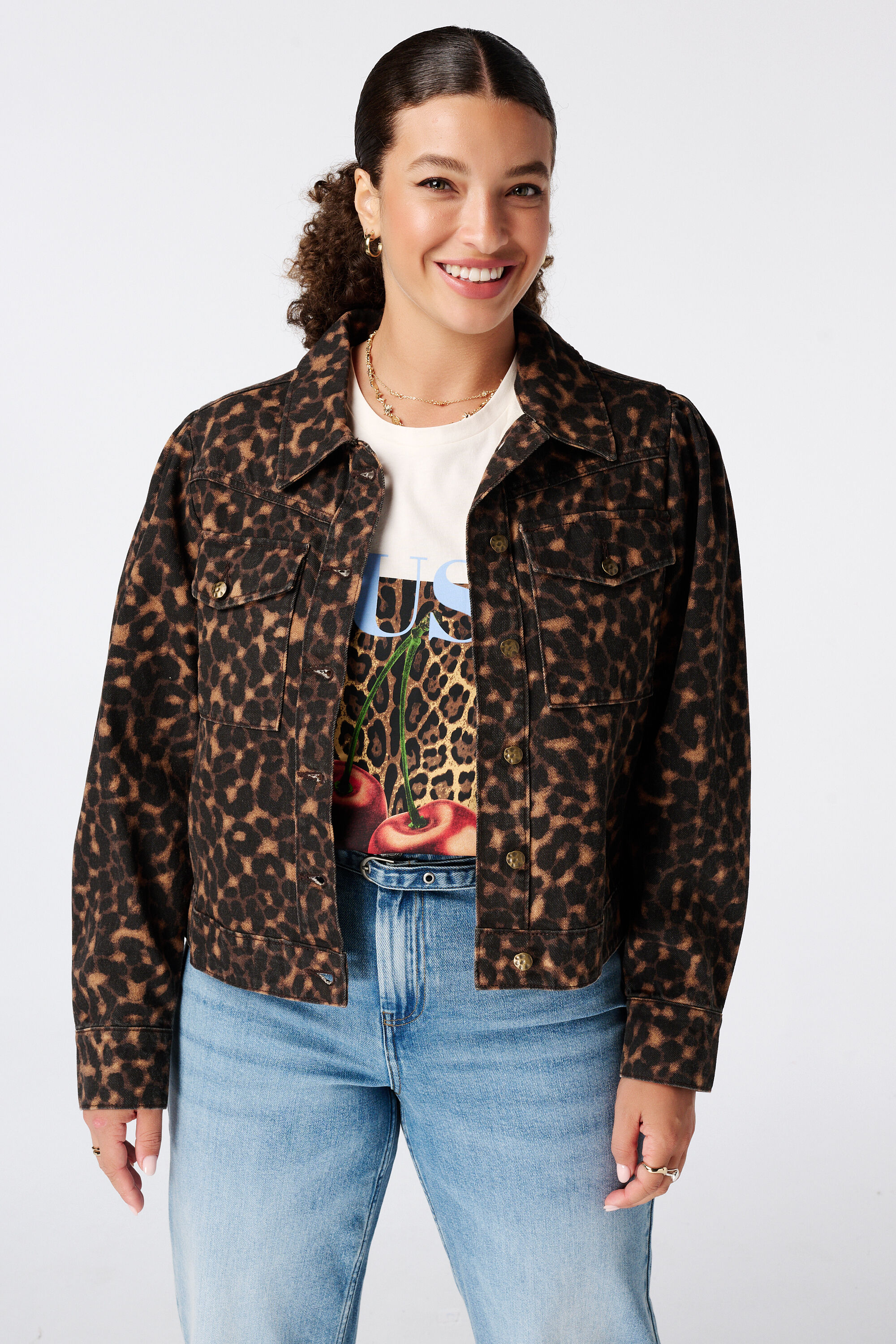 Jeansjacke mit Animalprint