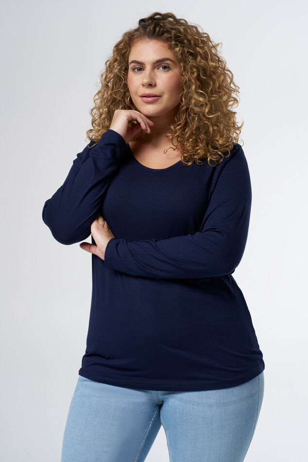 Langärmeliges Oberteil mit V-Ausschnitt image number 0