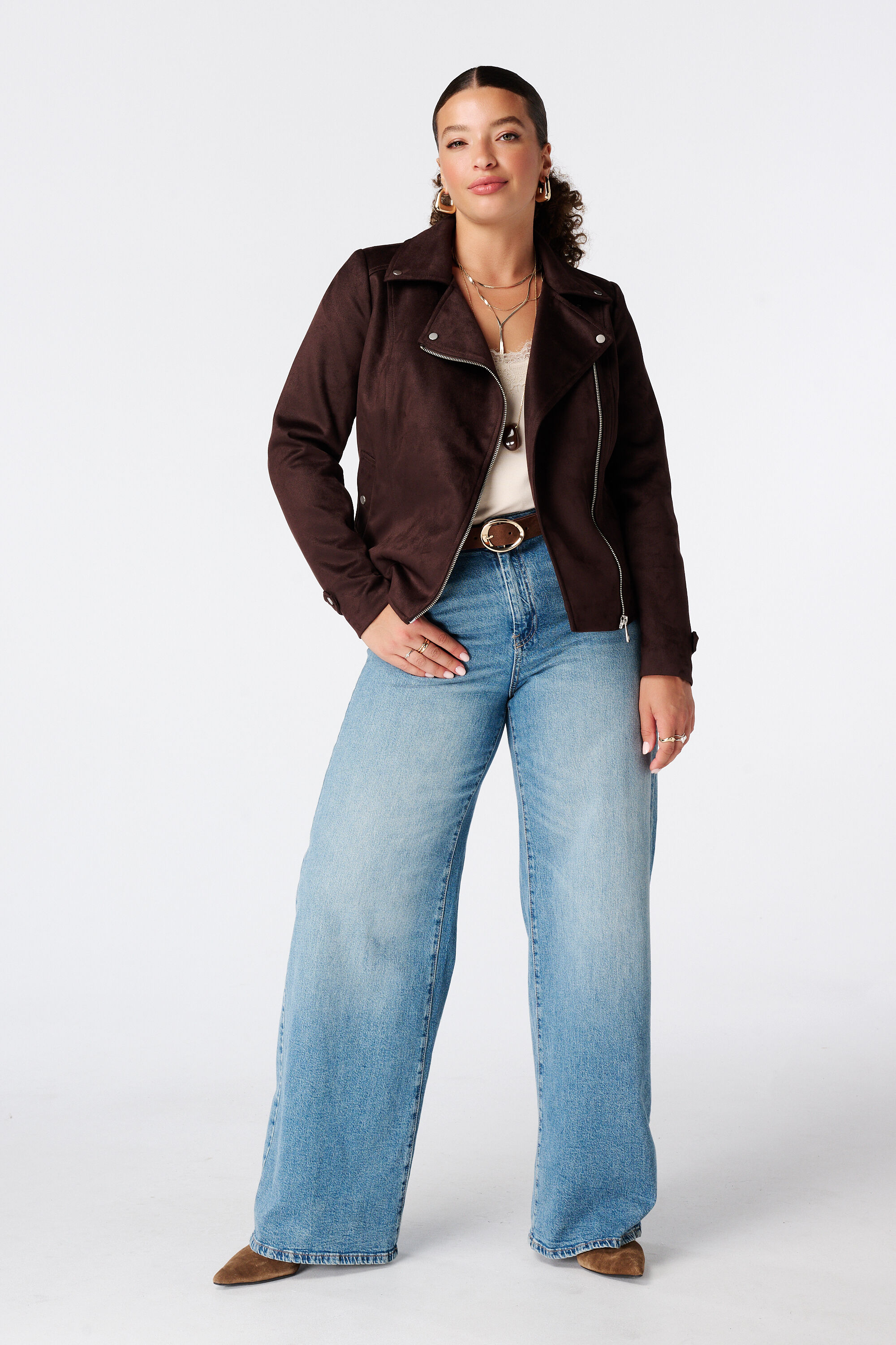Bikerjacke aus Velourslederimitat image number 5
