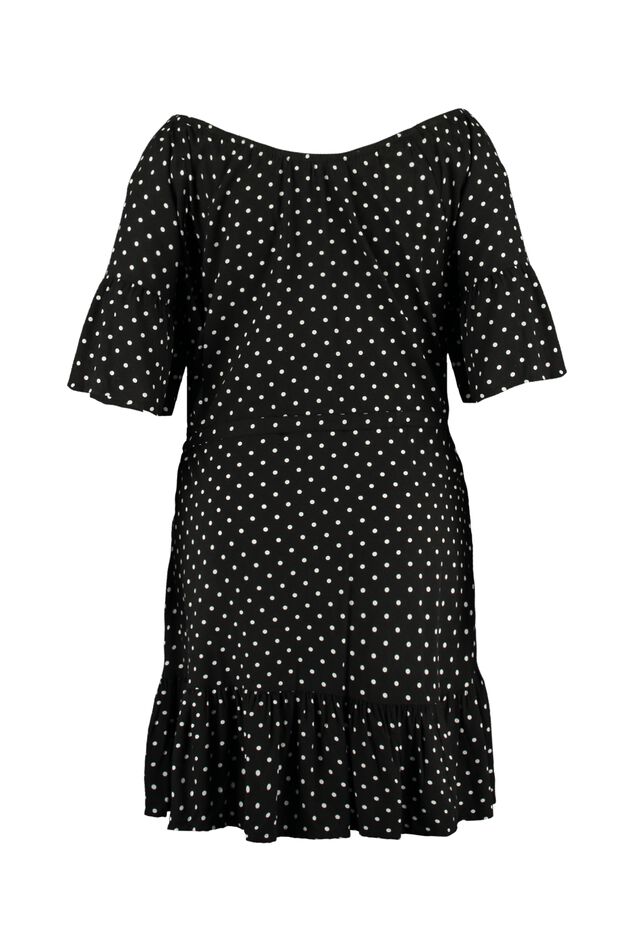 Schulterfreies Kleid mit Print image number 2