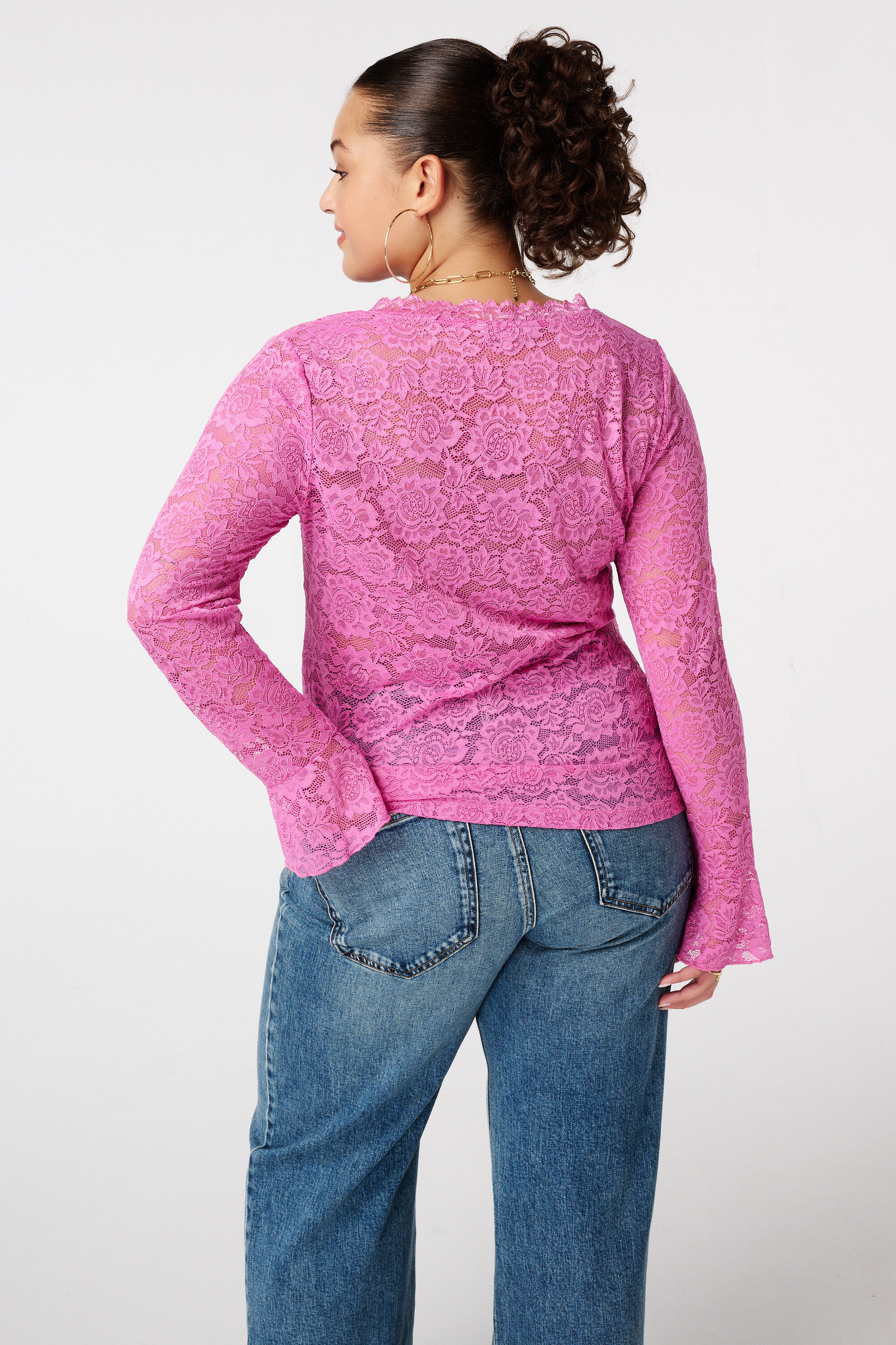 Lace top with long sleeves image number 3