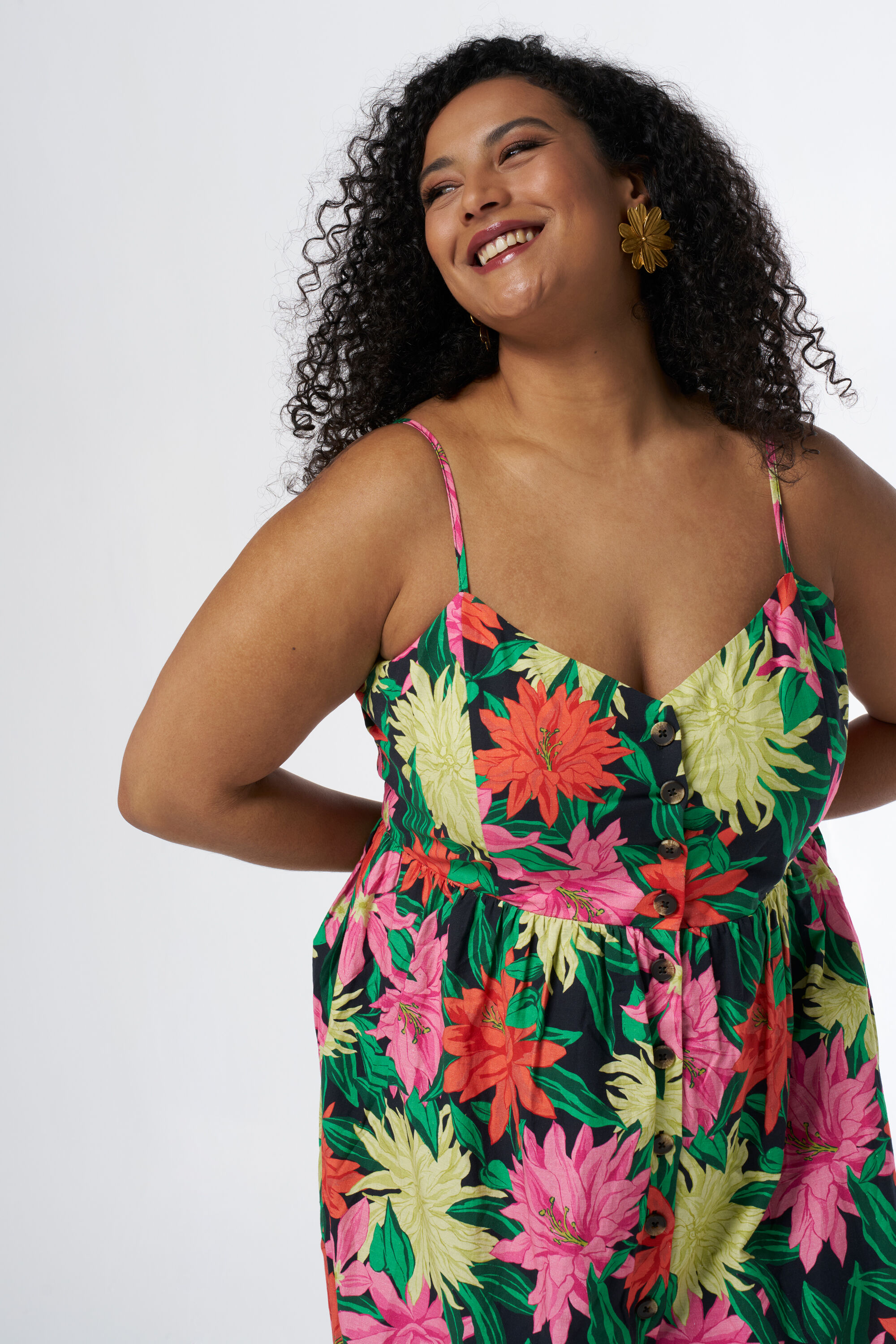 Midikleid mit Kn&ouml;pfen und Print  image number 5