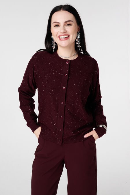 Fein gestrickte Strickjacke mit Mini-Pailletten Fein gestrickte Strickjacke mit Mini-Pailletten