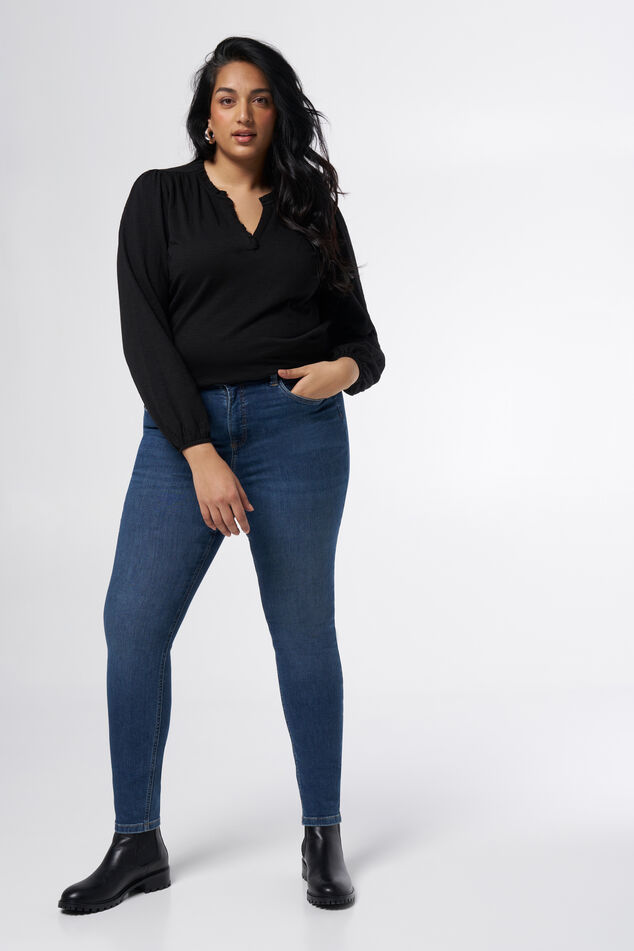 Skinny-Jeans mit hoher Taille CHERRY image number 0