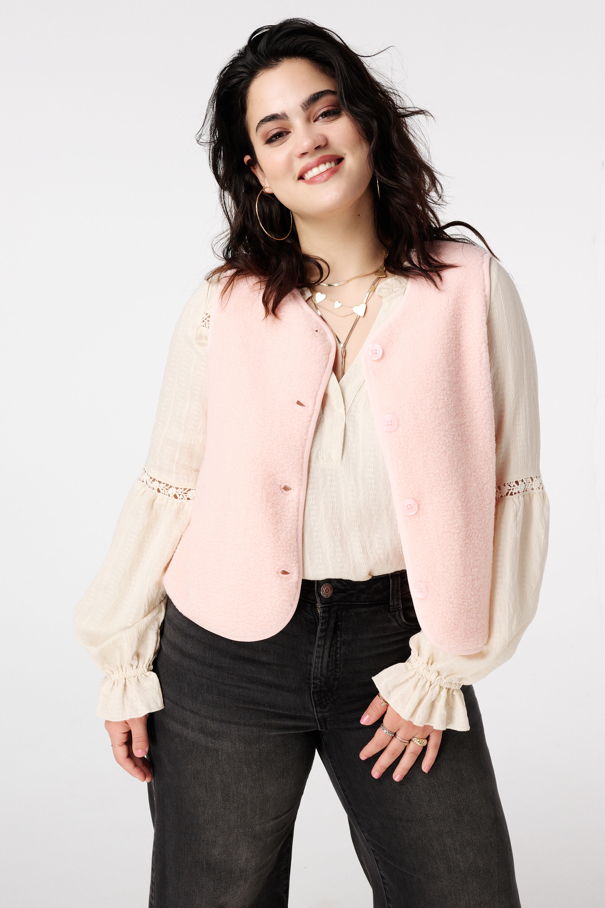 Teddy-Weste mit Knopfverschluss