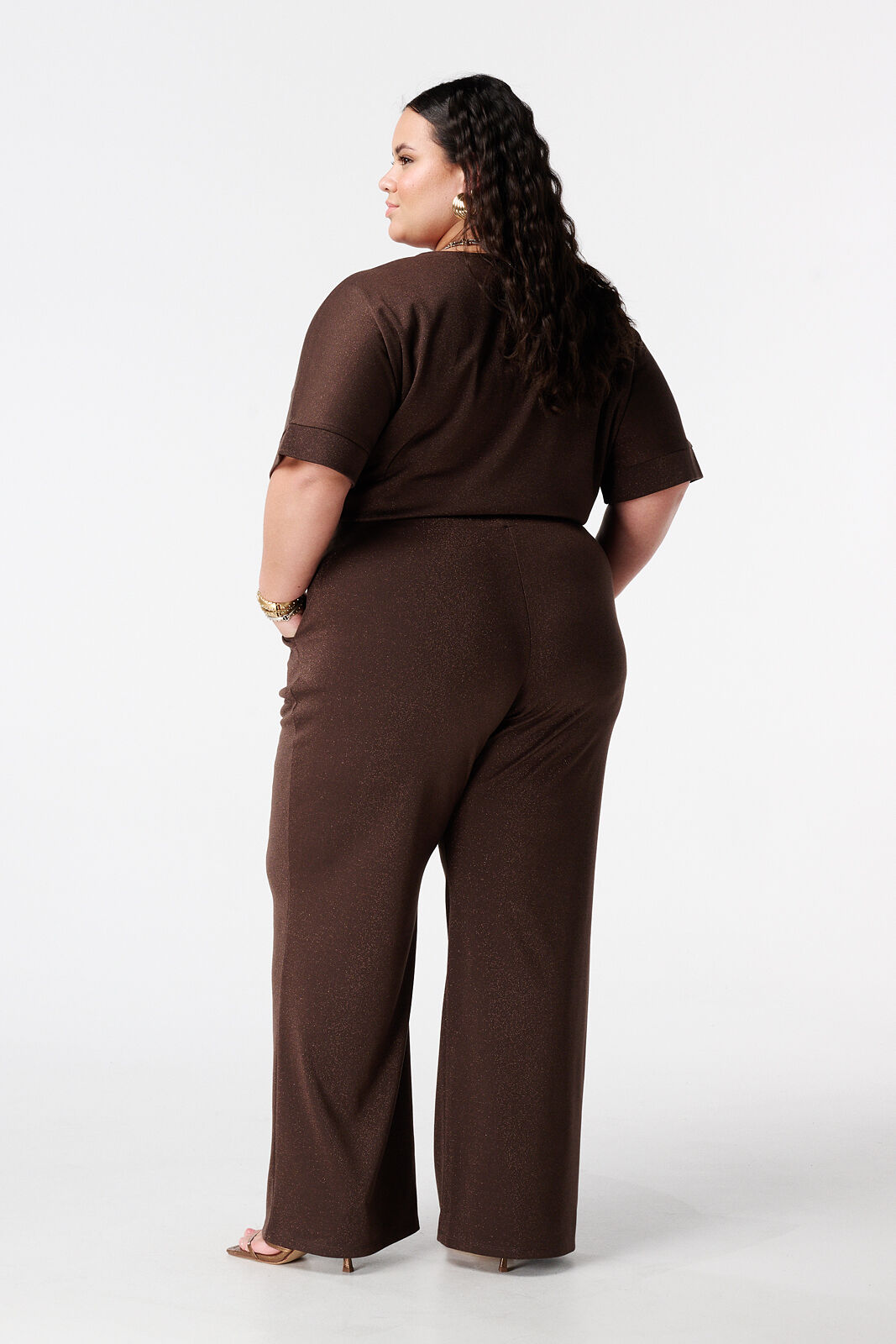 Wide-Leg-Hose mit Lurex image number 3