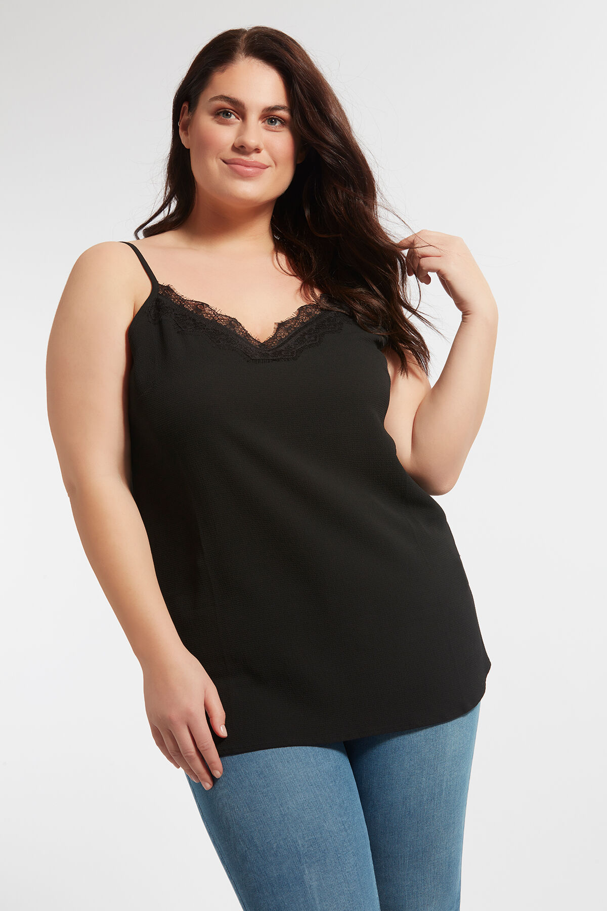 &Auml;rmellose Bluse mit Spitze image number 4