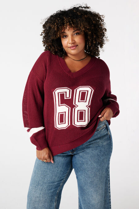 Fein gestrickter College-Pullover Fein gestrickter College-Pullover