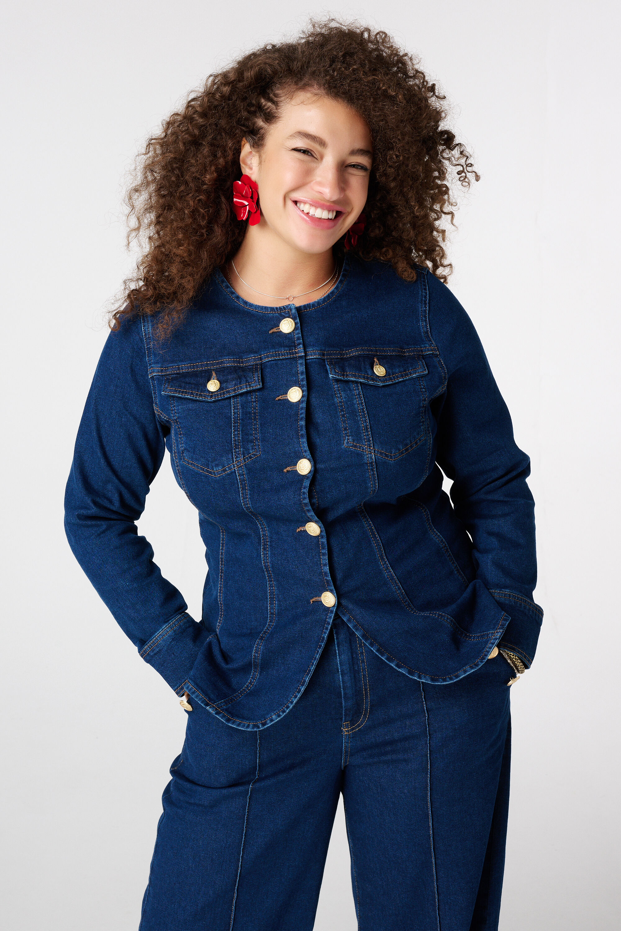 Taillierte Jeansjacke