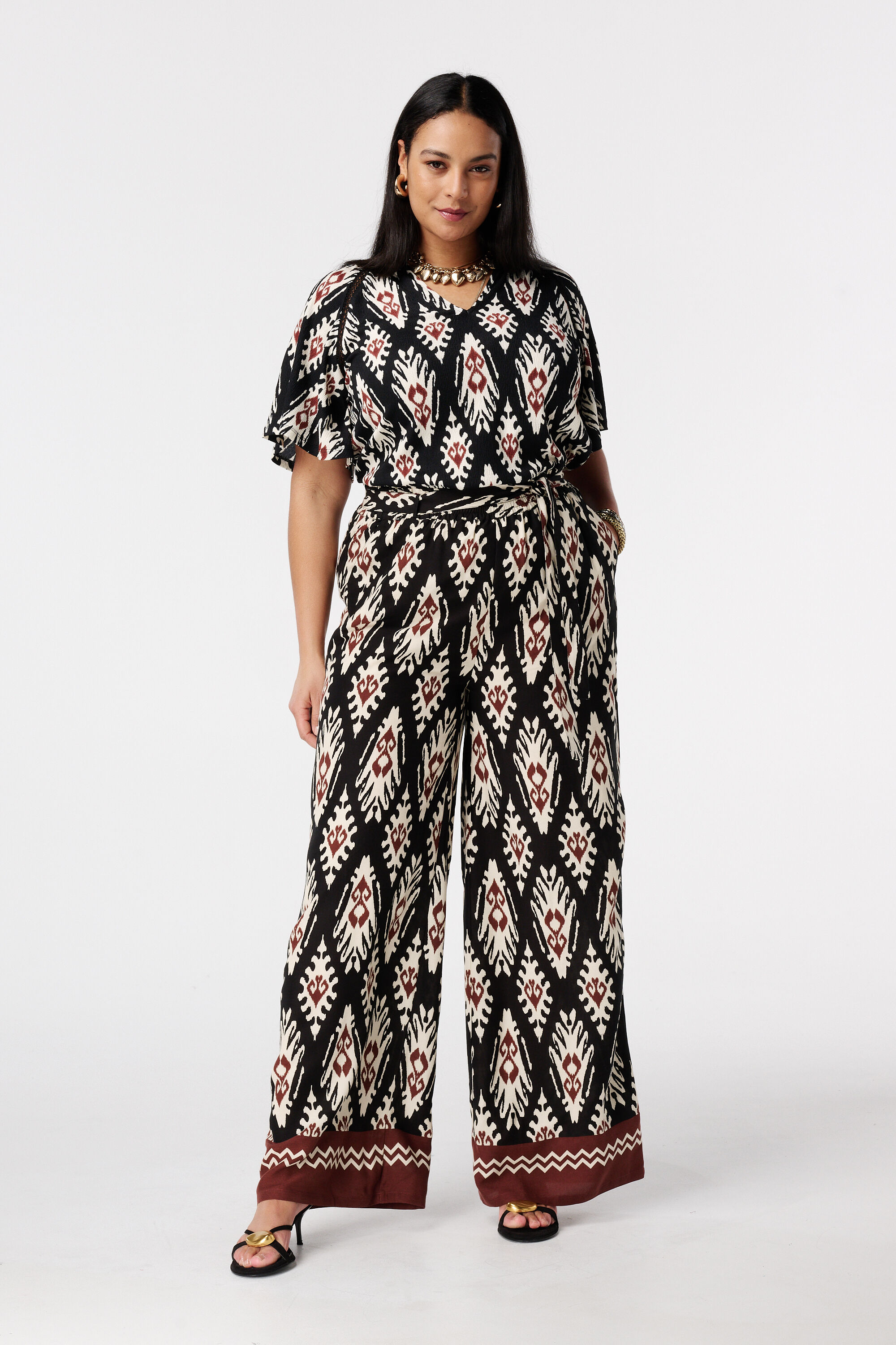 Wide-Leg-Hose mit Print