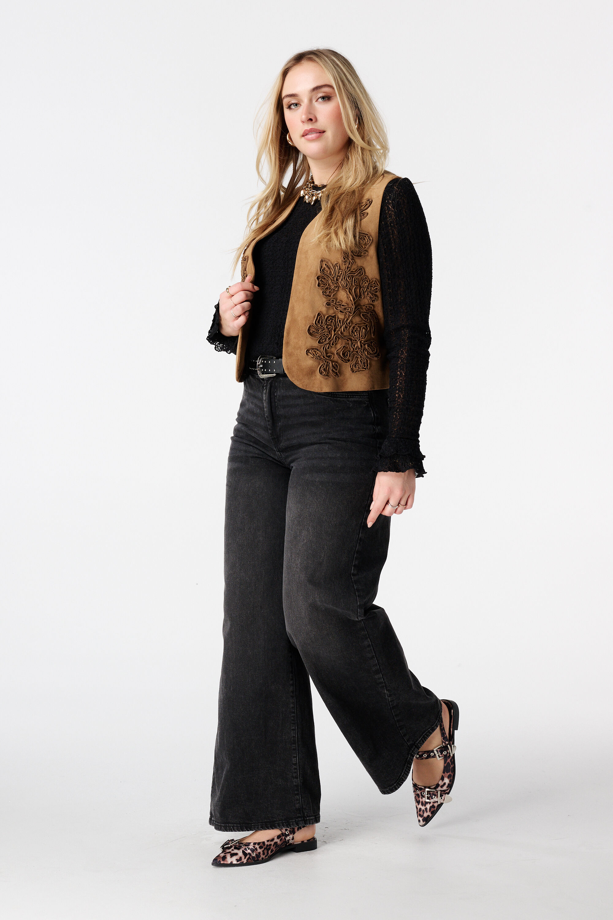 Jeans mit weitem Bein und hoher Taille image number 0