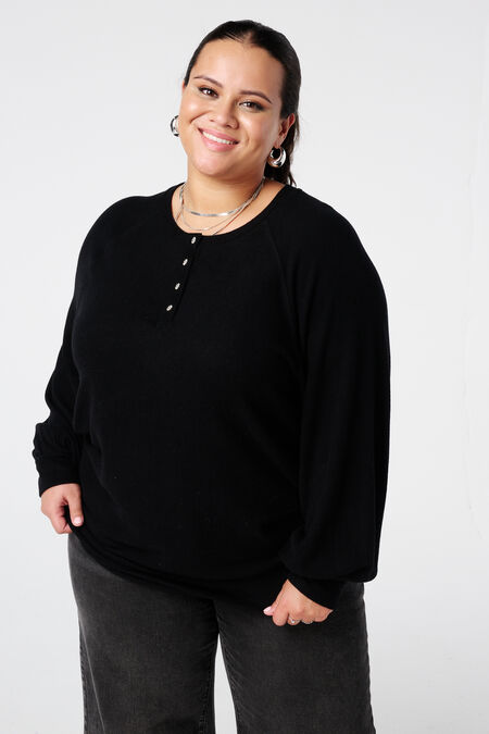 Velours-Pullover mit Strassknöpfen Velours-Pullover mit Strassknöpfen